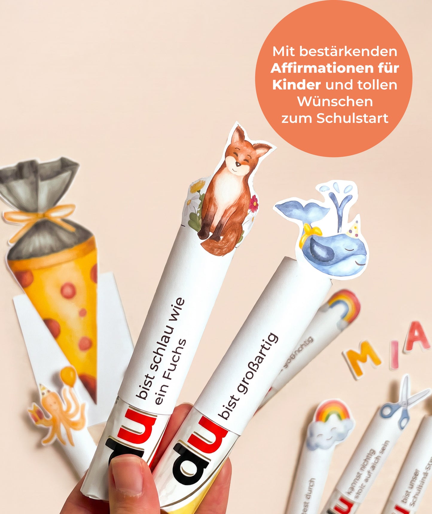 Geschenk zur Einschulung – DIY-Banderolen mit Fuchsmotiv zum Ausdrucken I Druckvorlage