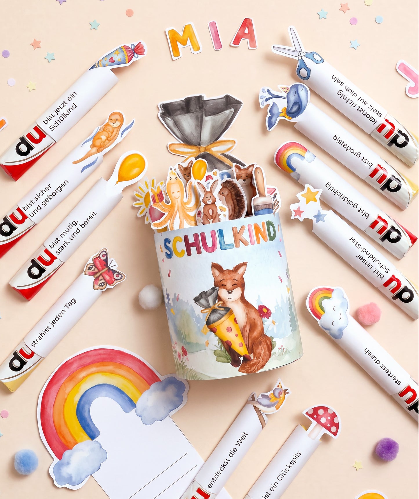 Geschenk zur Einschulung – DIY-Banderolen mit Fuchsmotiv zum Ausdrucken I Druckvorlage