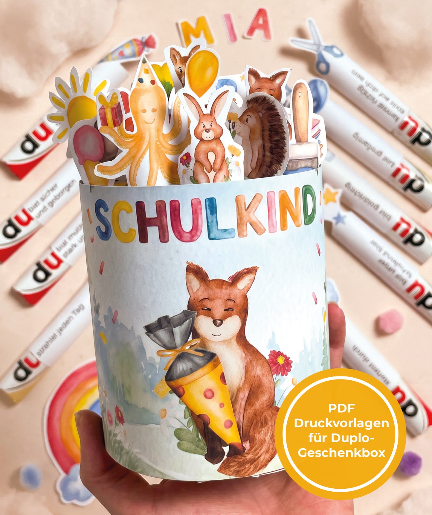Geschenk zur Einschulung – DIY-Banderolen mit Fuchsmotiv zum Ausdrucken I Druckvorlage