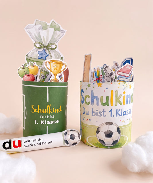 Fußball-Einschulungsset mit Mutmacher-Banderolen, Alphabet & Stundenplan