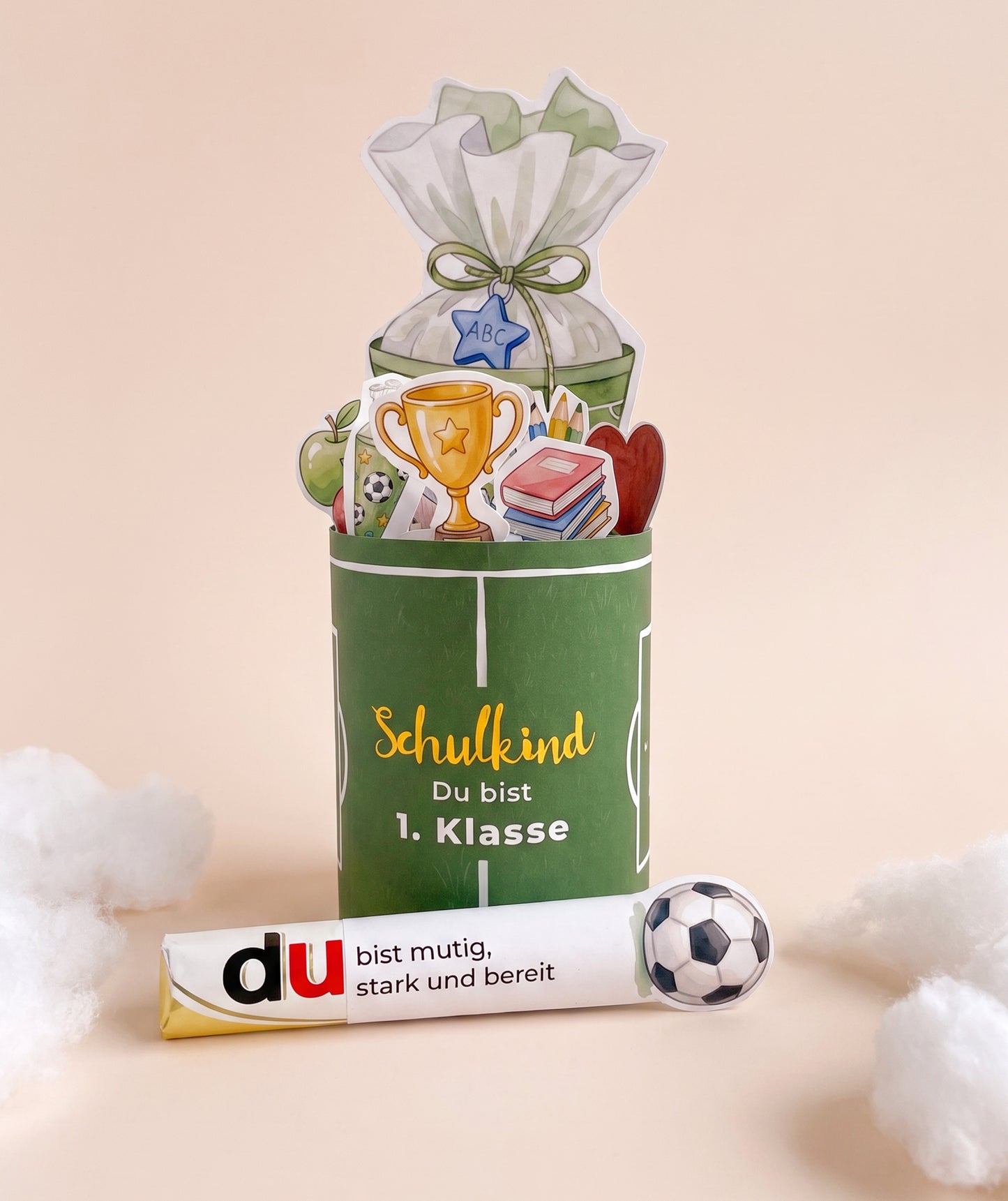 Fußball-Einschulungsset mit Mutmacher-Banderolen, Alphabet & Stundenplan