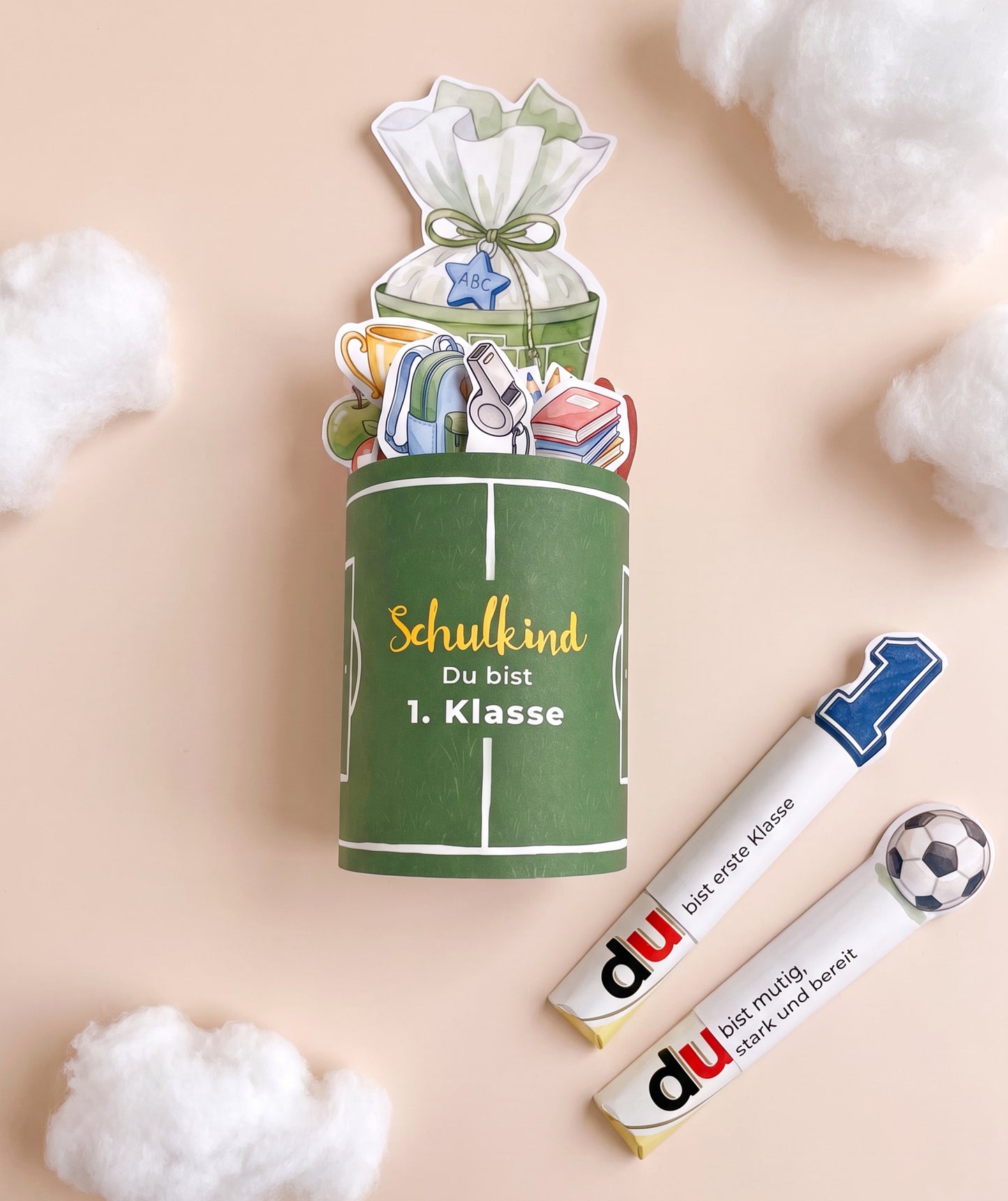 Einschulungsgeschenk für Fußballfans – Banderolen-Set mit Alphabet & Stundenplan