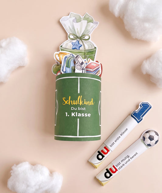 Einschulungsgeschenk für Fußballfans – Banderolen-Set mit Alphabet & Stundenplan