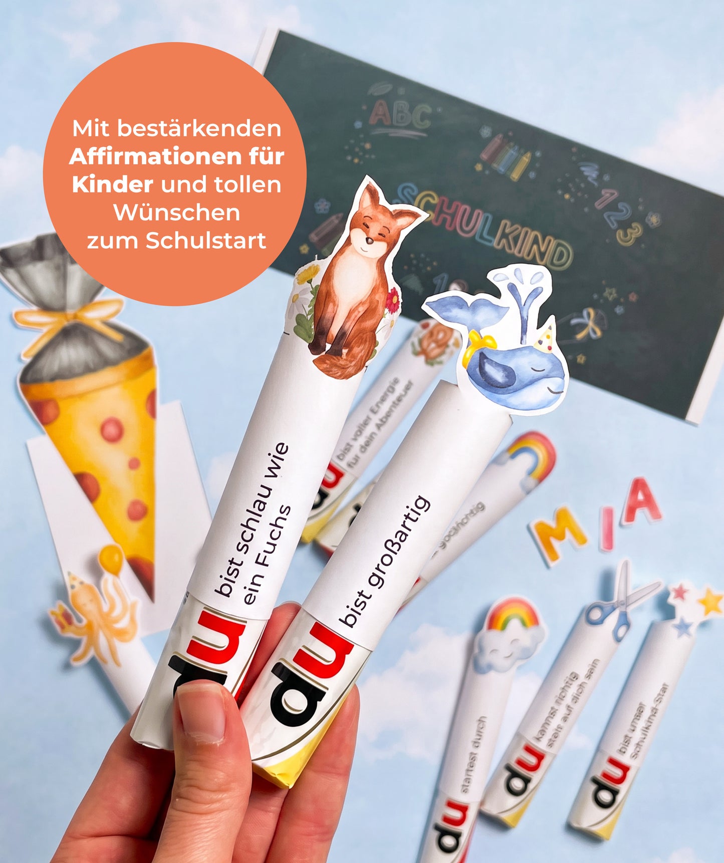 DIY-Geschenkbox zur Einschulung – Banderolen, Alphabet & Stundenplan