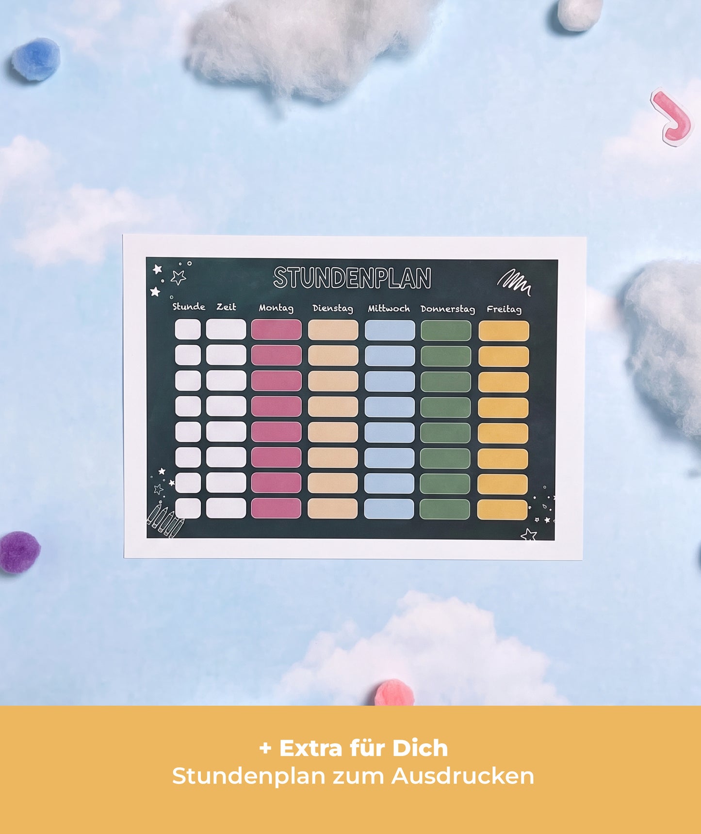 DIY-Geschenkbox zur Einschulung – Banderolen, Alphabet & Stundenplan