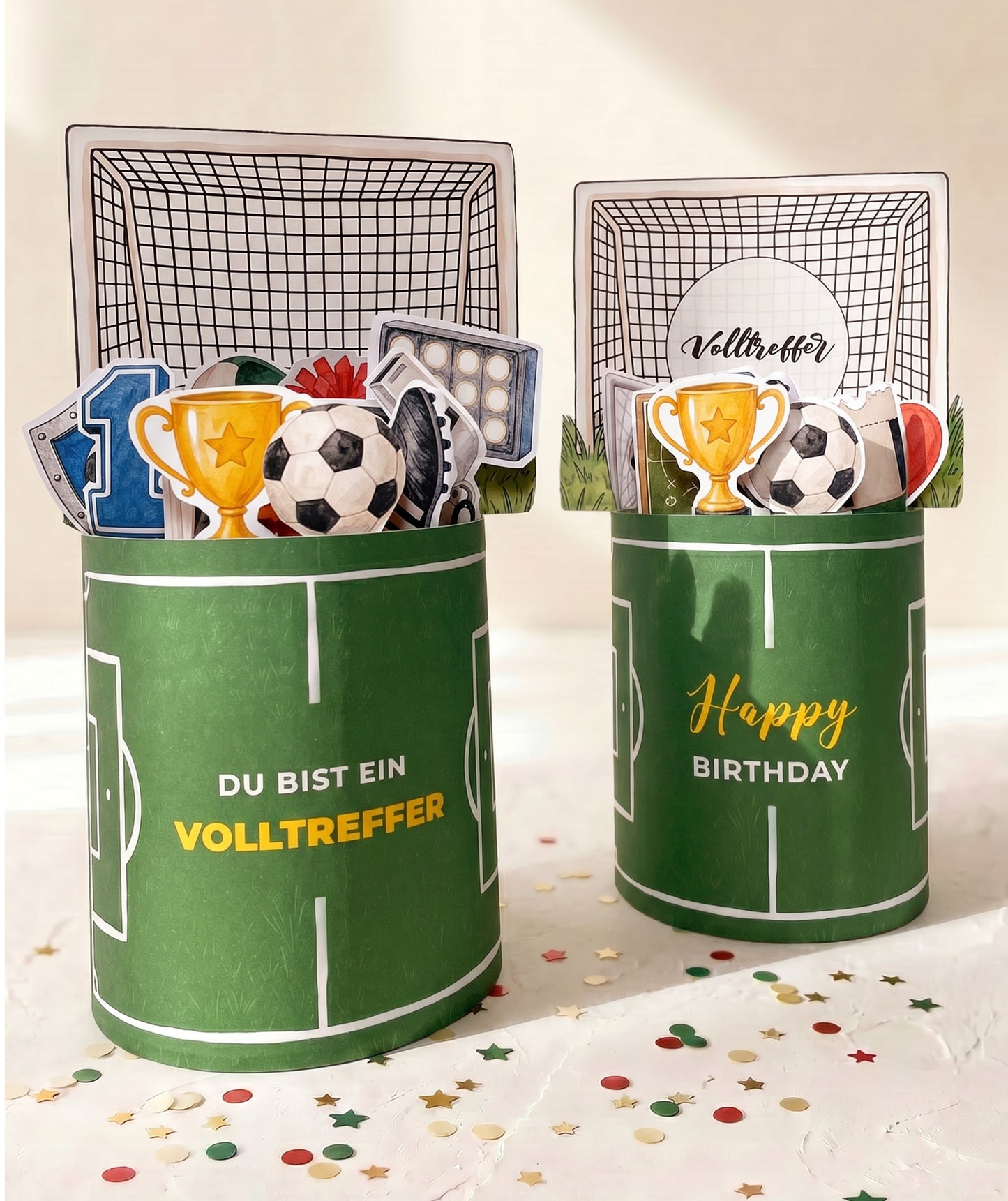 Fußball-Banderolen passend für Duploriegel – als Aufmerksamkeit & zum Geburtstag