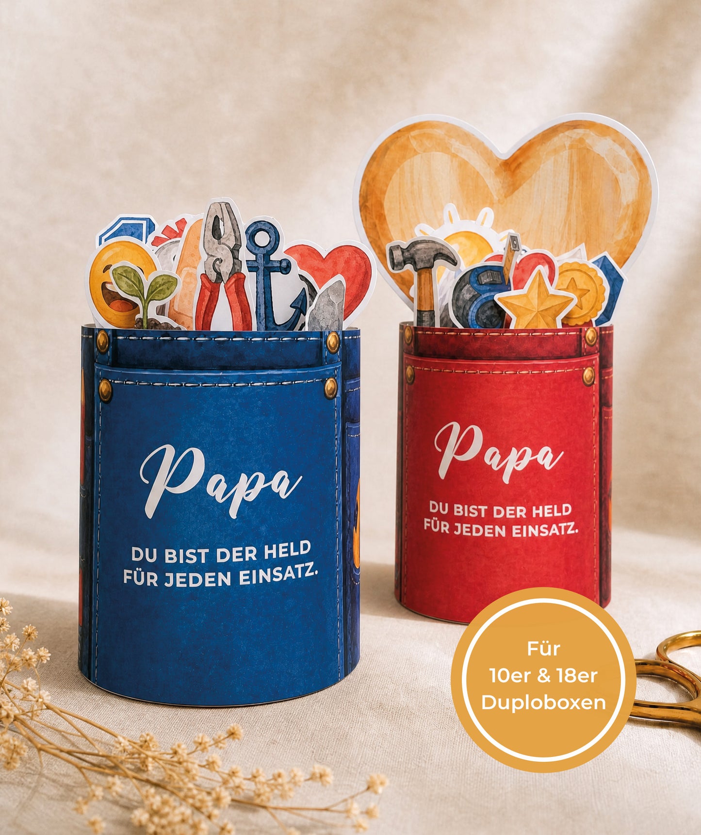 Geschenkbox-Druckvorlage für Papa & Opa – Held für jeden Einsatz