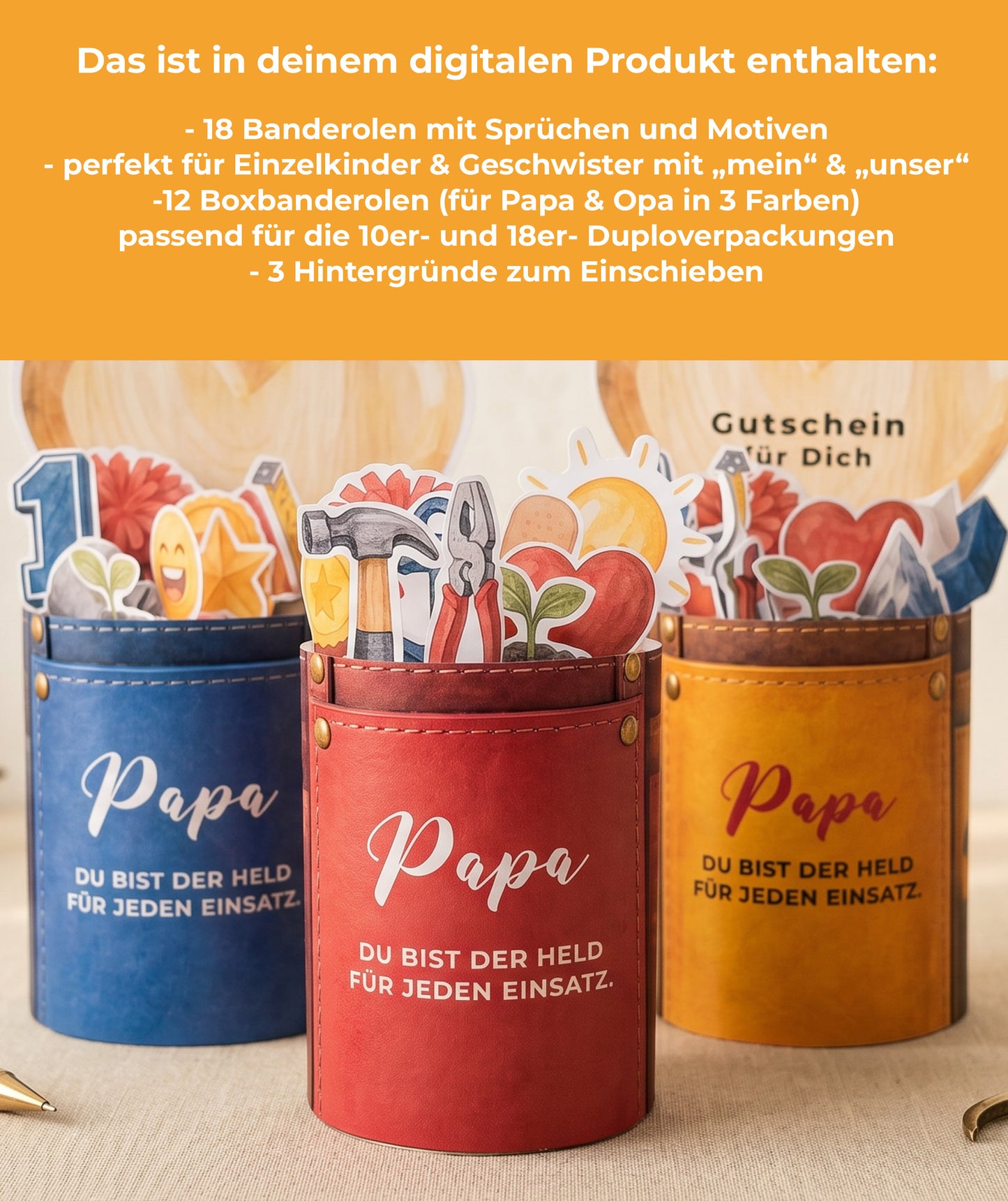 Geschenkbox-Druckvorlage für Papa & Opa – Held für jeden Einsatz