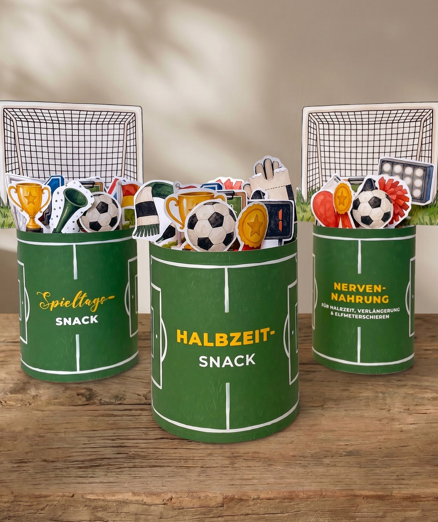 Halbzeit-Snack Fußball-Banderolen – digitale Druckvorlage