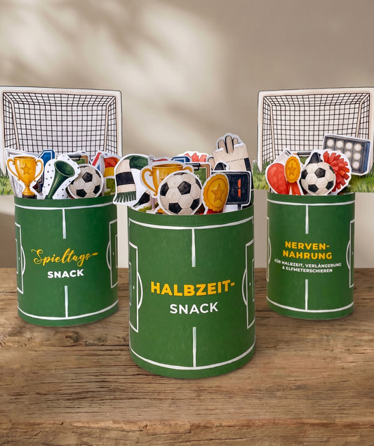 Halbzeit-Snack Fußball-Banderolen – digitale Druckvorlage