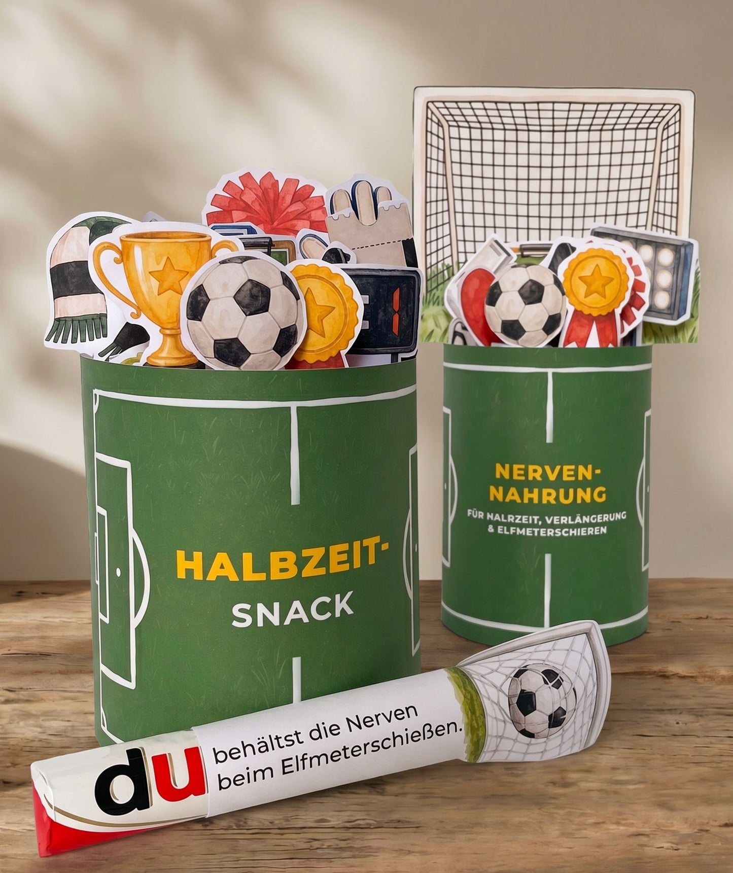 Halbzeit-Snack Fußball-Banderolen – digitale Druckvorlage
