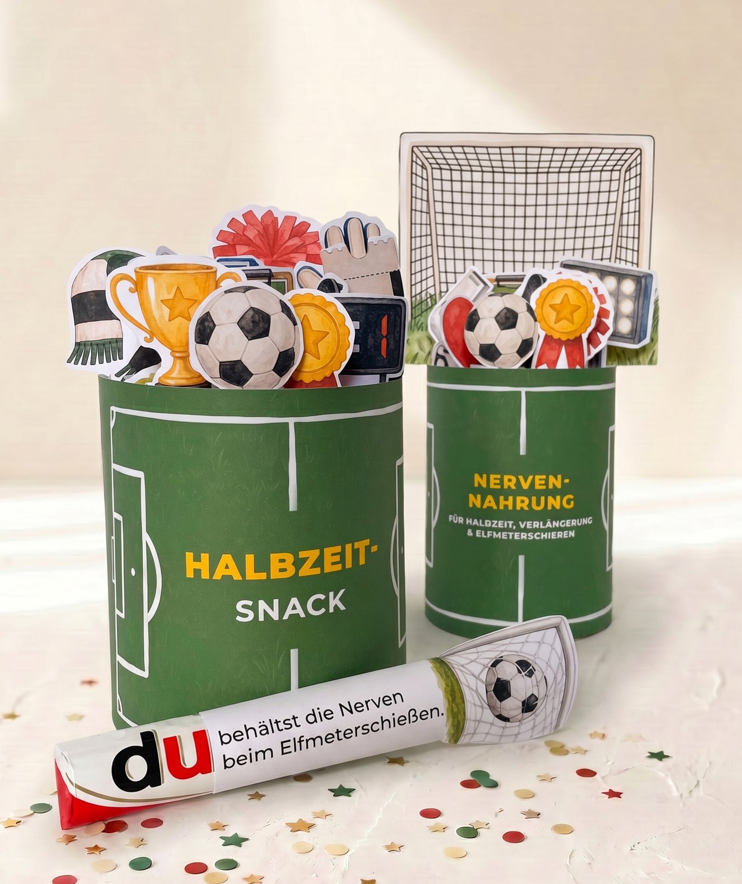 Halbzeit-Snack Fußball-Banderolen – digitale Druckvorlage