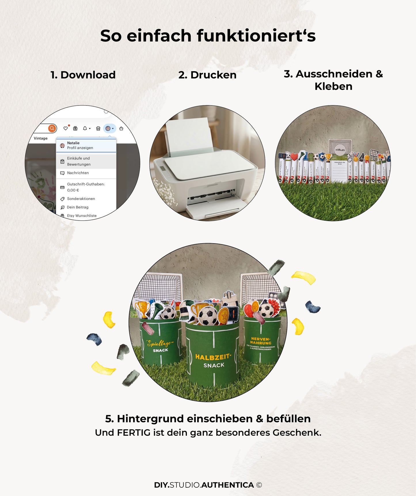 Halbzeit-Snack Fußball-Banderolen – digitale Druckvorlage