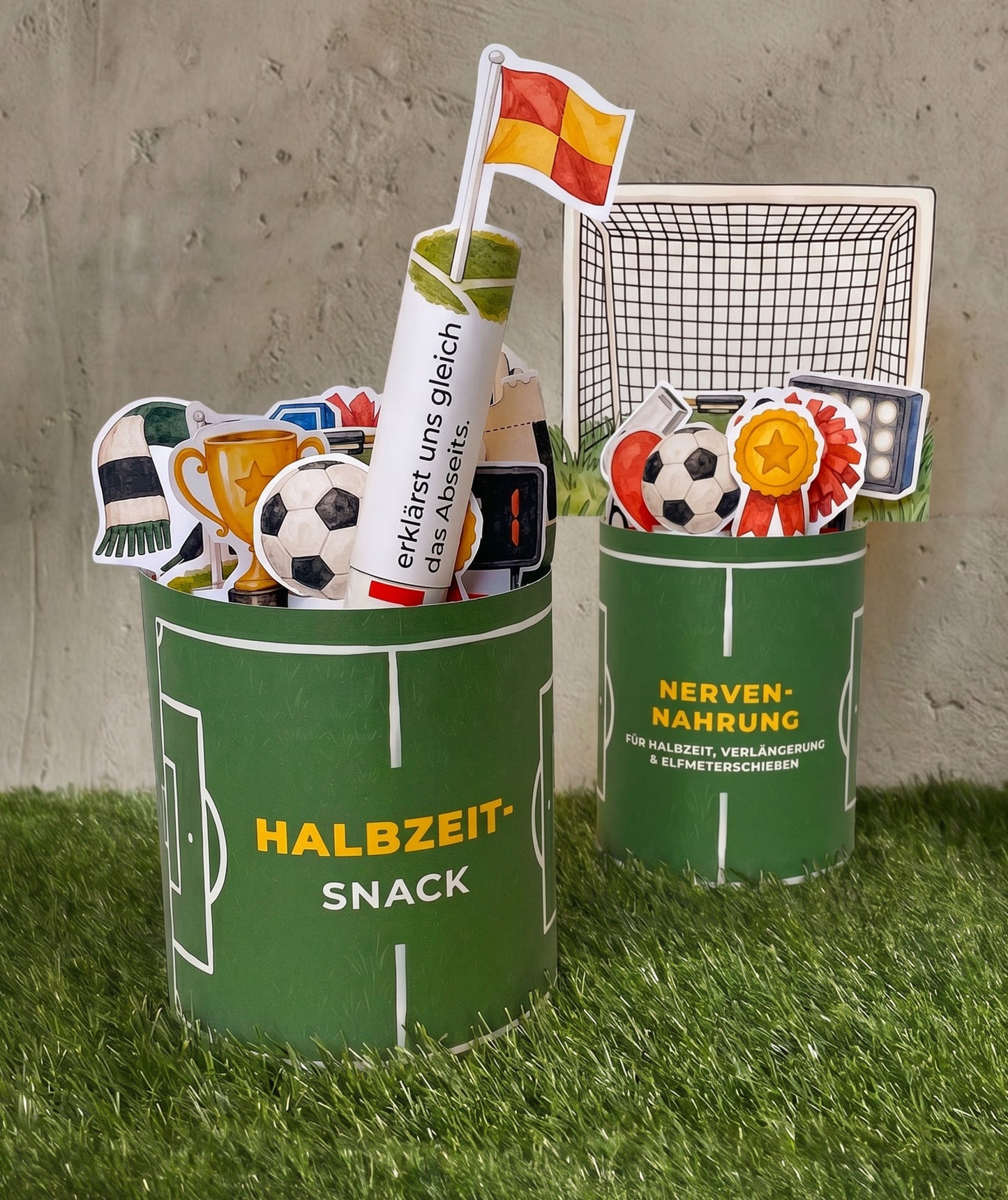 Halbzeit-Snack Fußball-Banderolen – digitale Druckvorlage