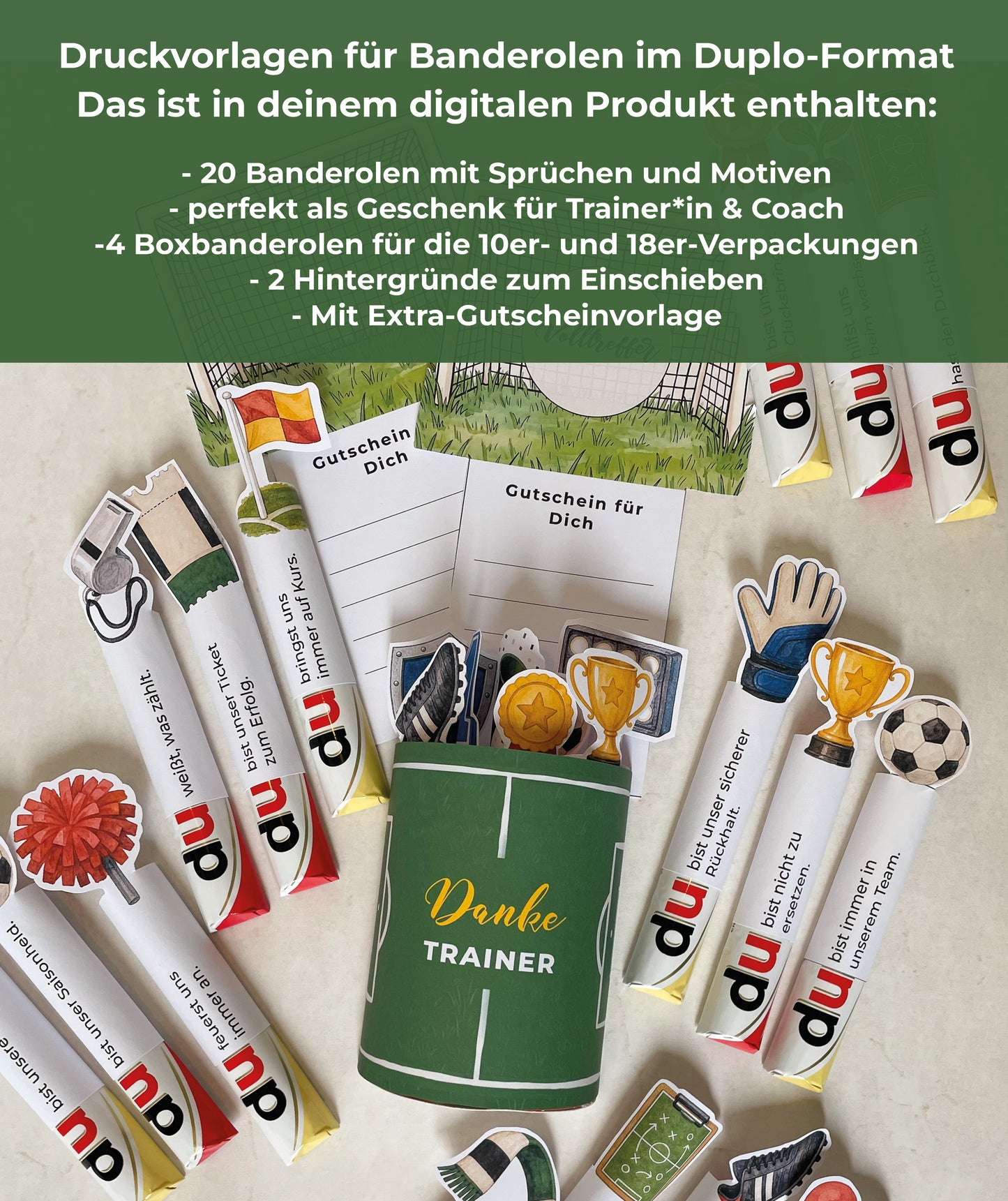 Danke Trainer*in Fußball-Banderolen - Druckvorlage