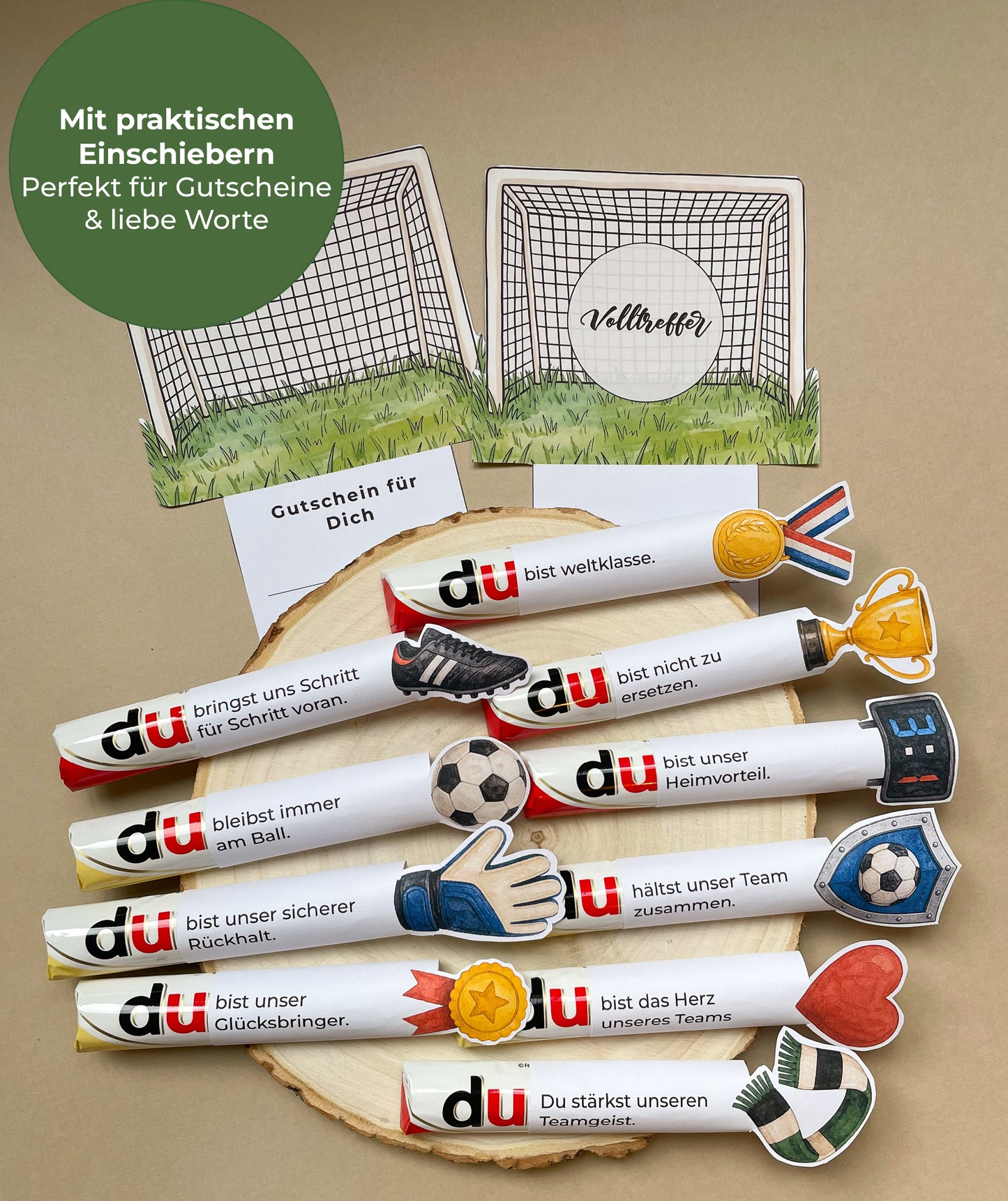 Fußball Trainer*in Geschenkbox zum Ausdrucken | Banderolen & editierbare Canva-Vorlage