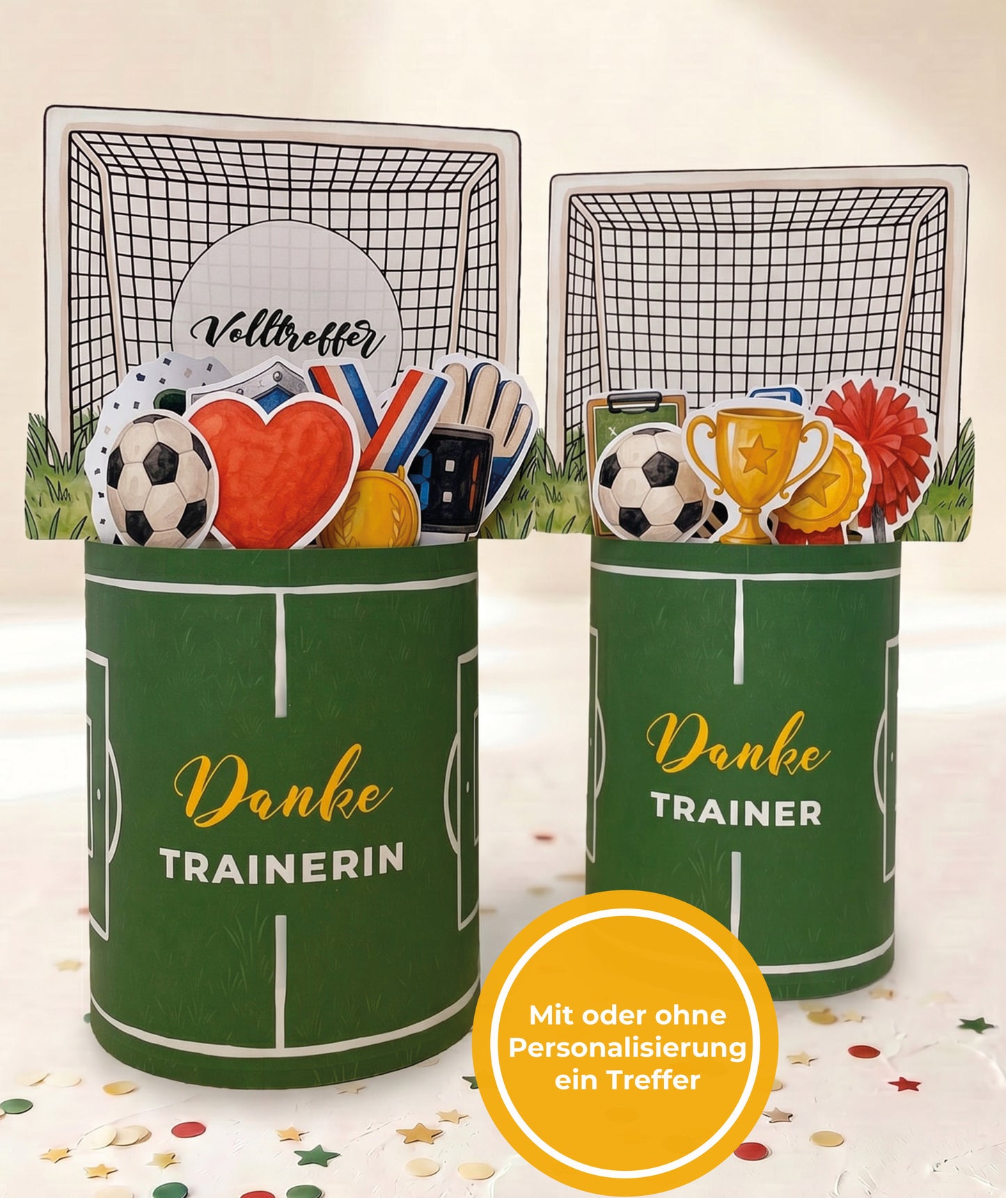 Fußball Trainer*in Geschenkbox zum Ausdrucken | Banderolen & editierbare Canva-Vorlage
