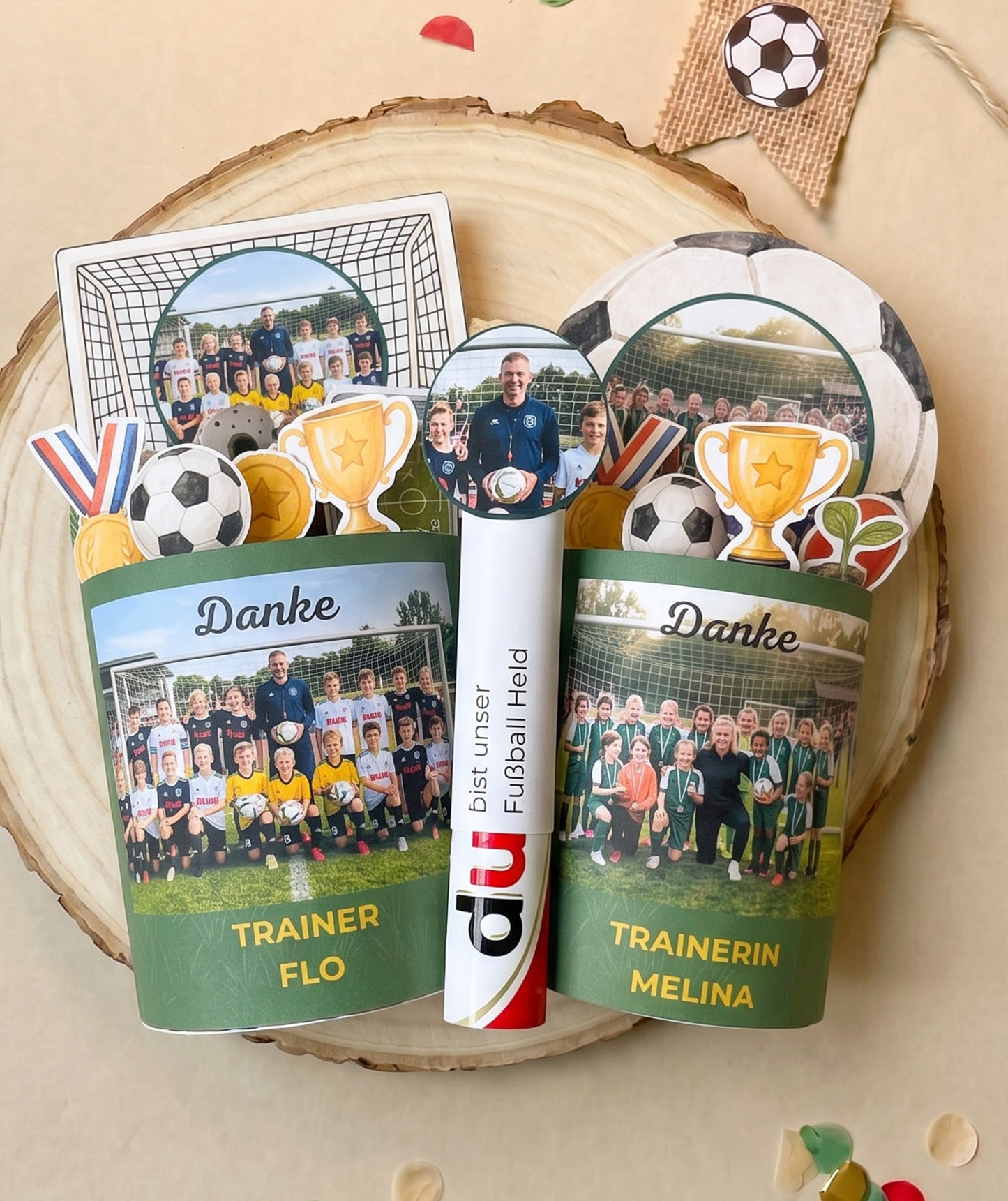 Fußball Trainer*in Geschenkbox zum Ausdrucken | Banderolen & editierbare Canva-Vorlage