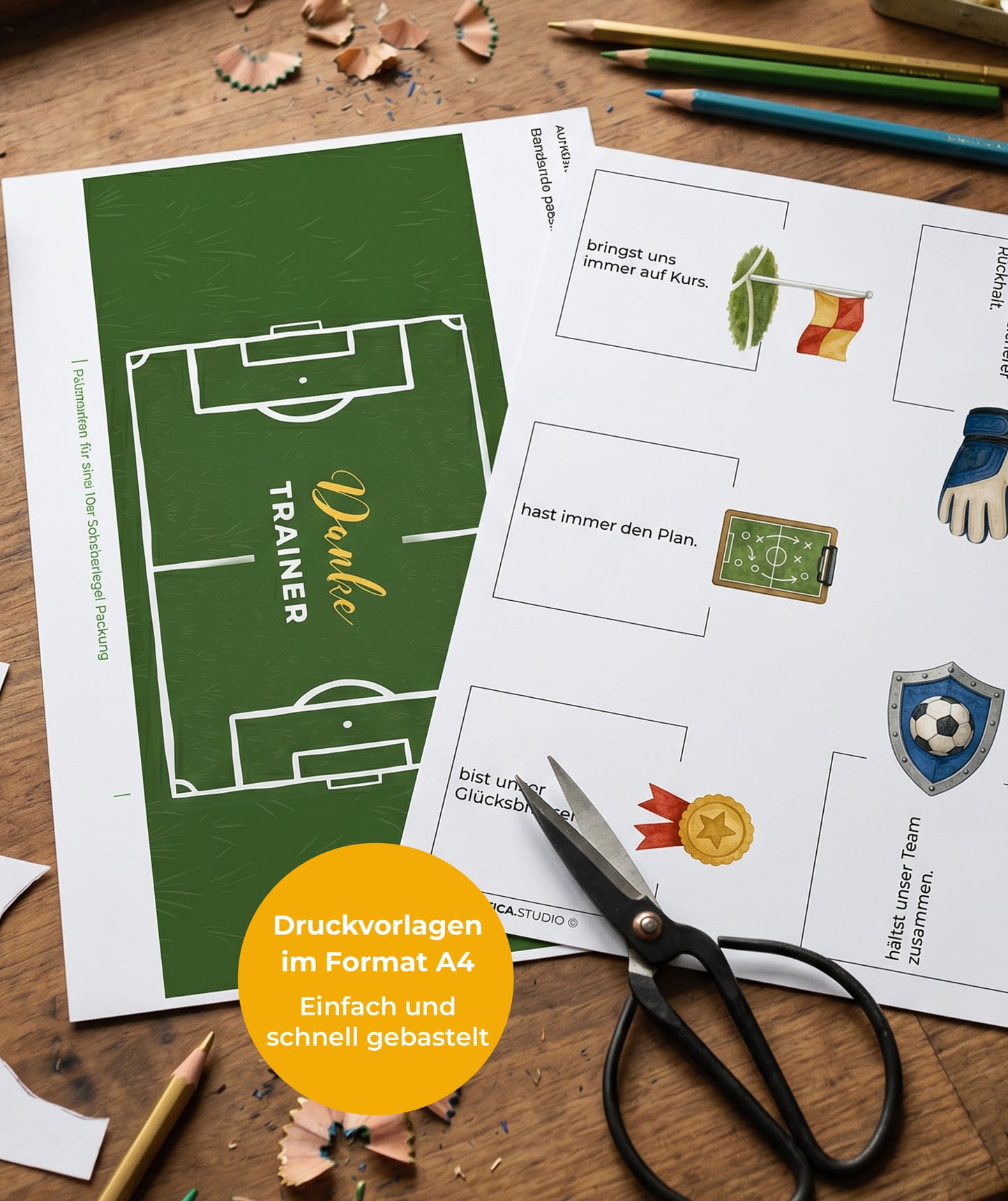 Fußball Trainer*in Geschenkbox zum Ausdrucken | Banderolen & editierbare Canva-Vorlage