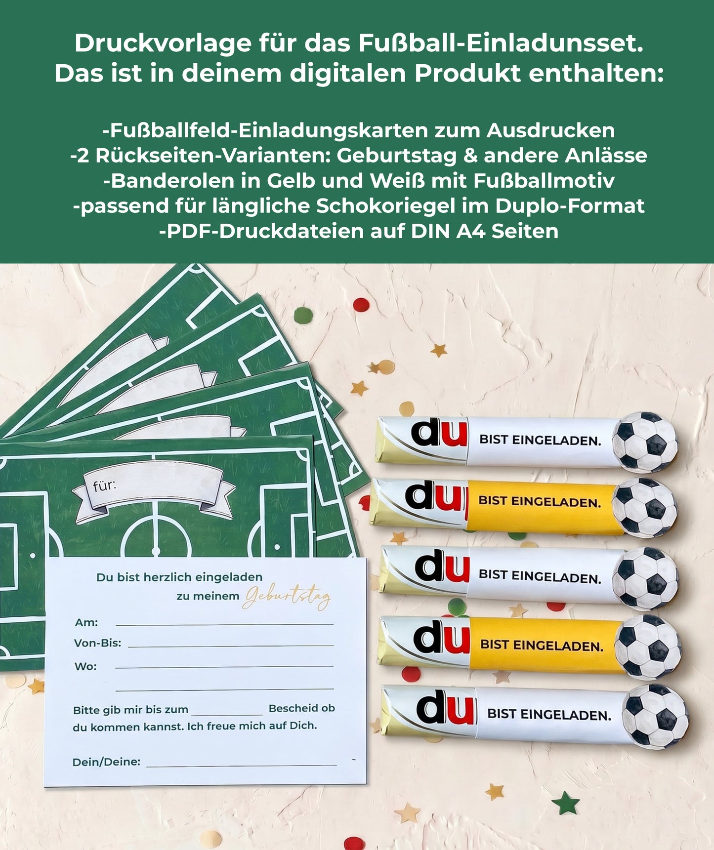 Fußball Einladung - Druckvorlage