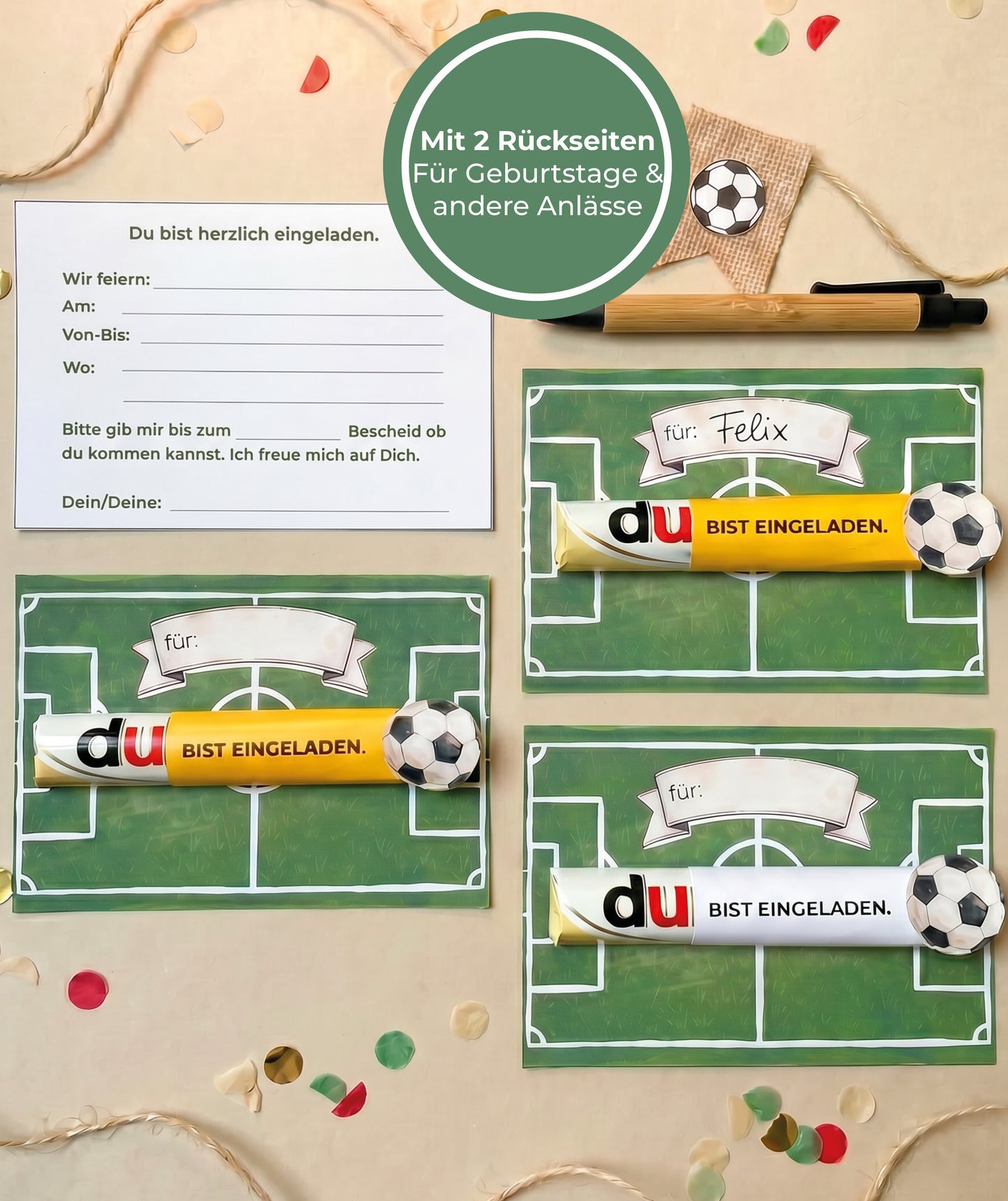 Fußball Einladung - Druckvorlage