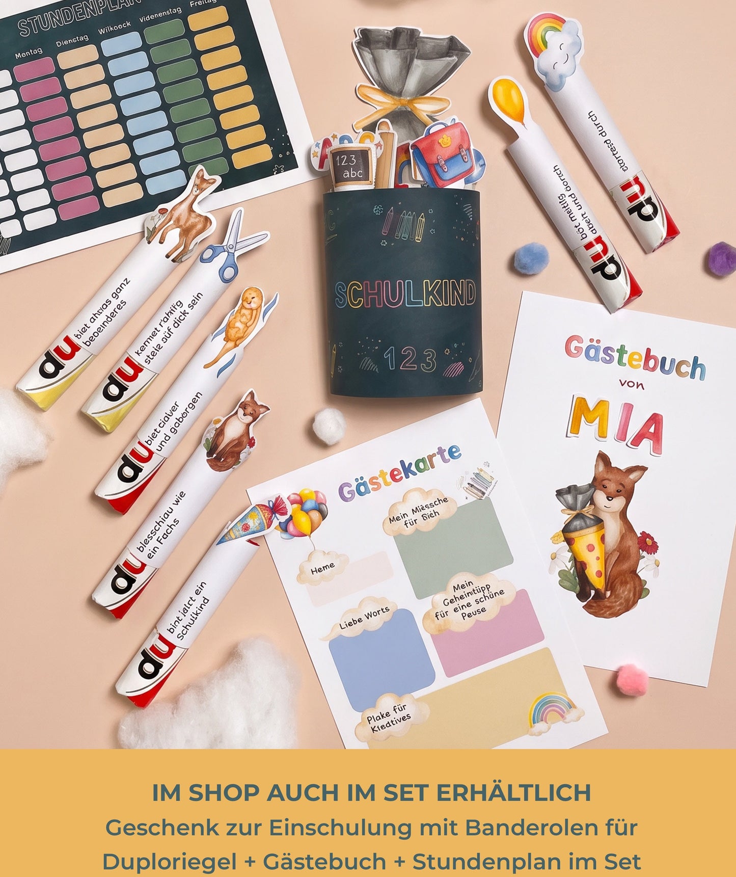 Fuchs-Gästebuch zur Einschulung – PDF-Vorlage mit 4 Coverdesigns & Alphabet