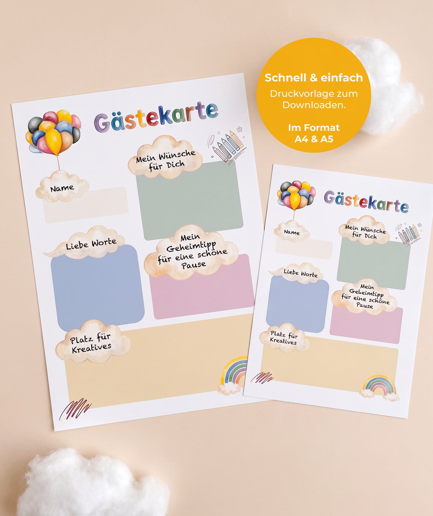 Fuchs-Gästebuch zur Einschulung – PDF-Vorlage mit 4 Coverdesigns & Alphabet