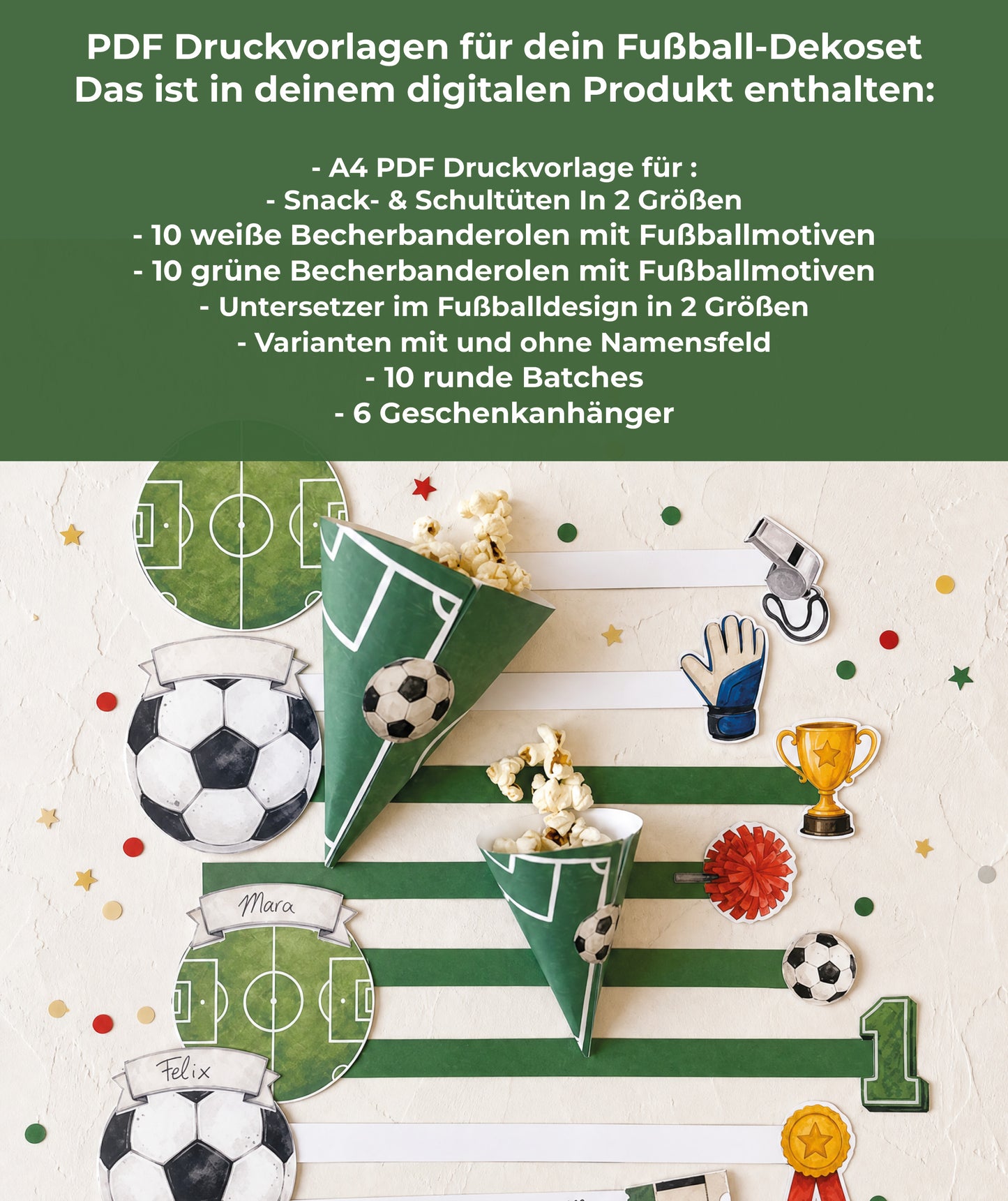 Fußball Partyset – digitale Druckvorlage