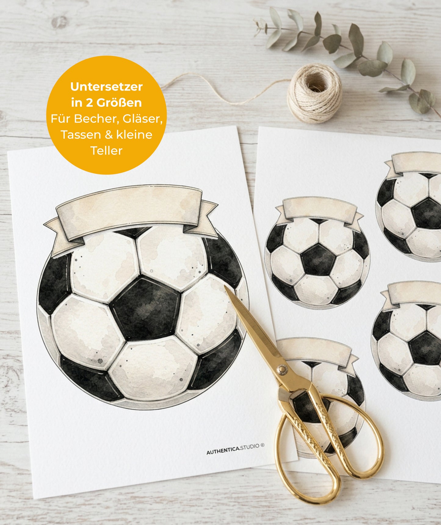 Fußball Einschulung Set zum Ausdrucken | Einladung, Mini-Schultüten & Partydeko