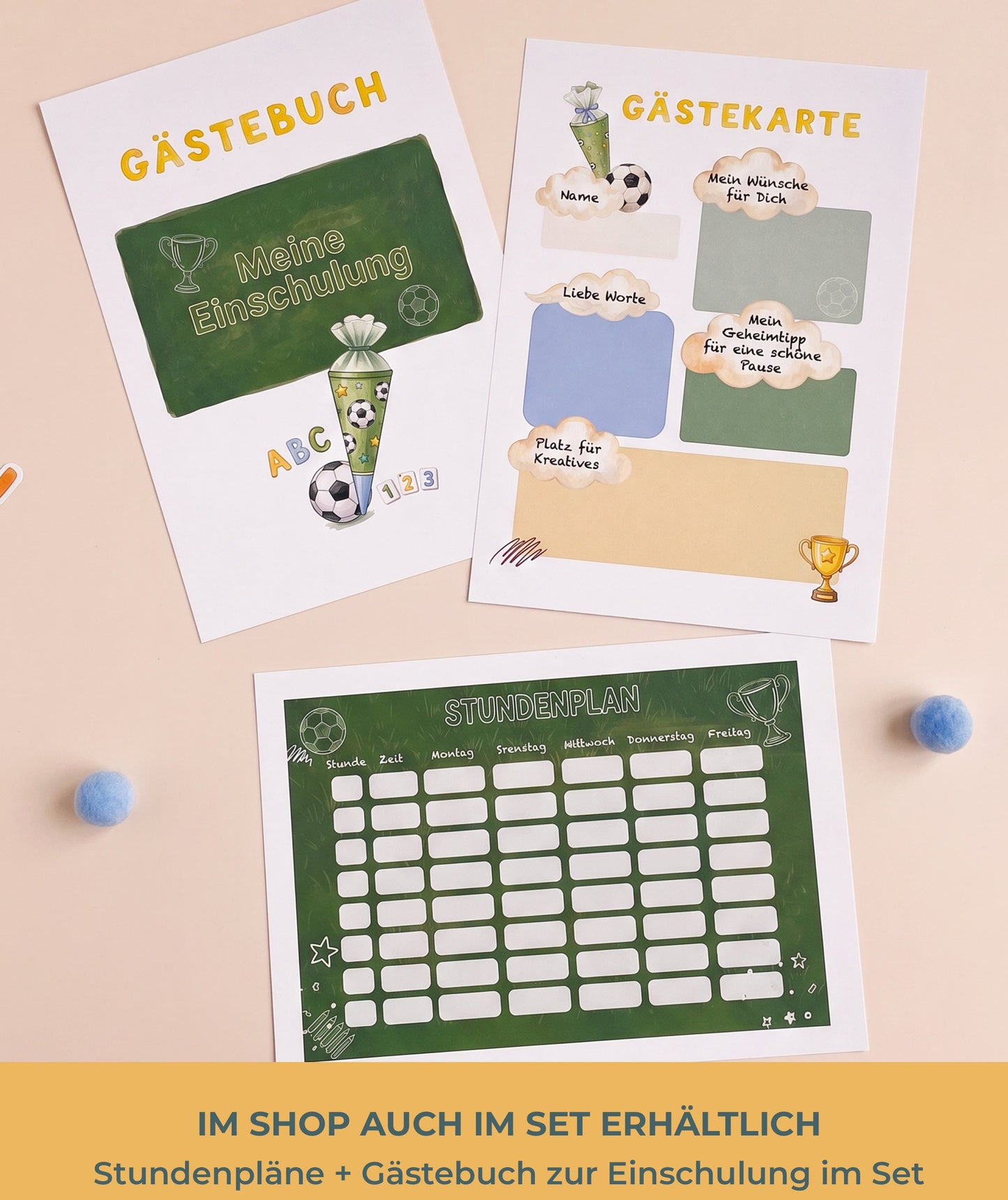 Fußball-Stundenpläne zum Ausdrucken – 2 Designs in DIN A4 & DIN A5