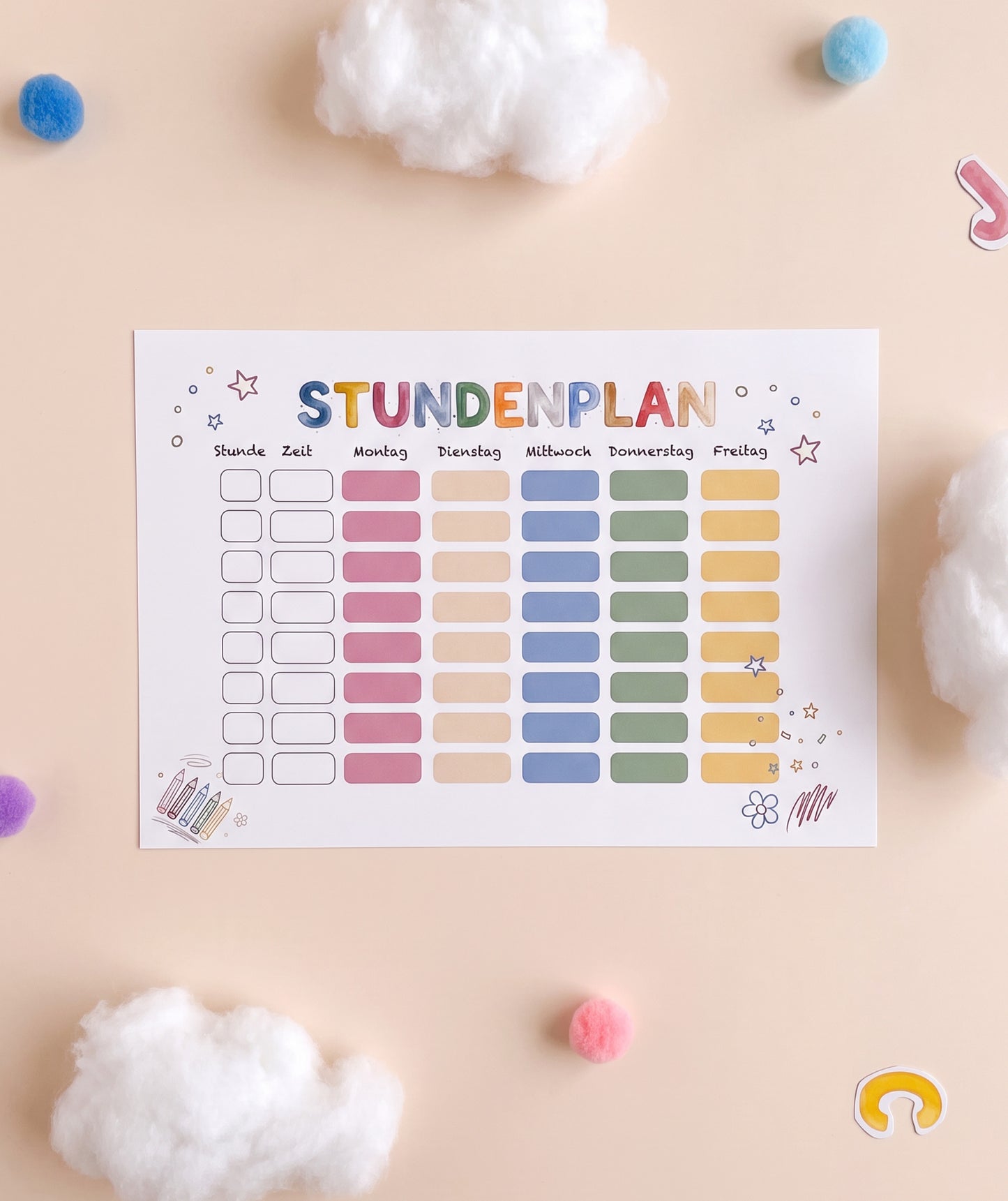 Stundenplan-Set mit Fuchs & Hase – 2 Designs in DIN A4 und DIN A5