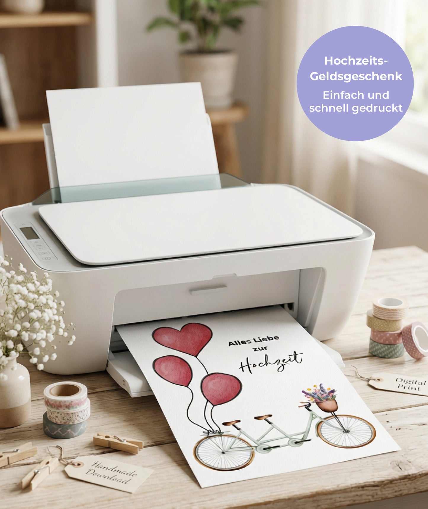 Geldgeschenk zur Hochzeit im Bilderrahmen – digitale Druckvorlage