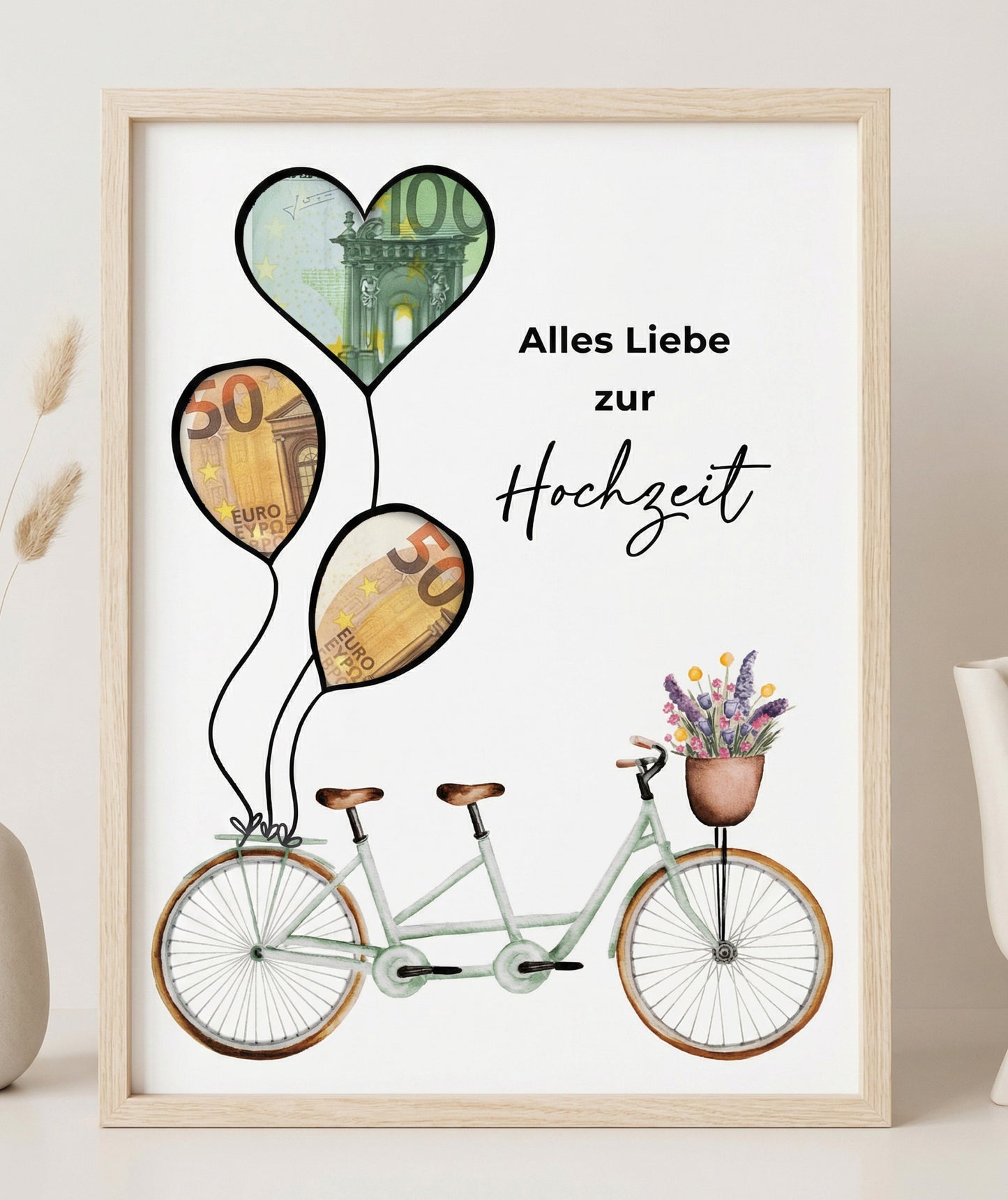 Geldgeschenk zur Hochzeit im Bilderrahmen – digitale Druckvorlage