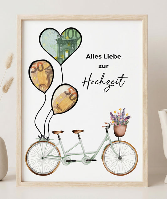Geldgeschenk zur Hochzeit im Bilderrahmen – digitale Druckvorlage