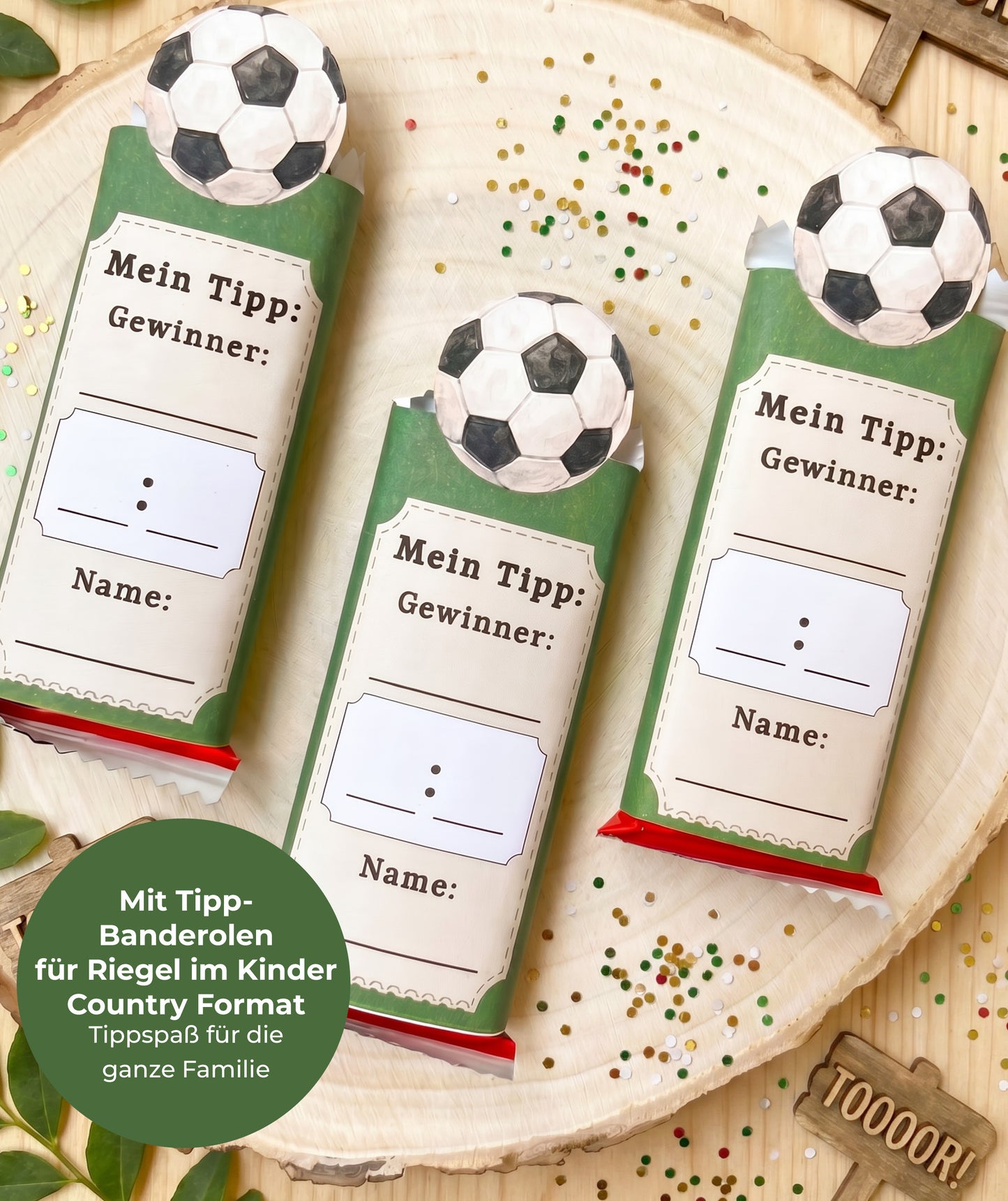 Fußball-Tippspiel Banderolen für Schokoriegel - Tippen & Naschen