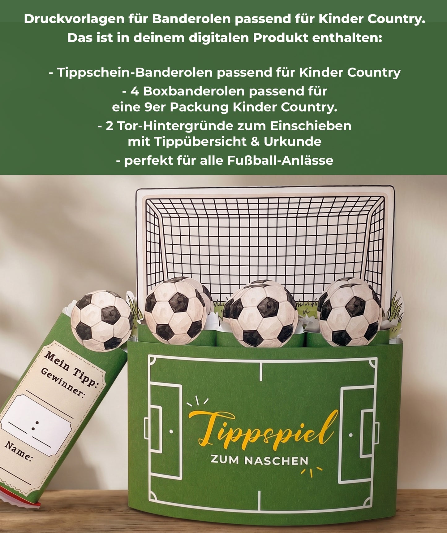 Fußball-Tippspiel Banderolen für Schokoriegel - Tippen & Naschen