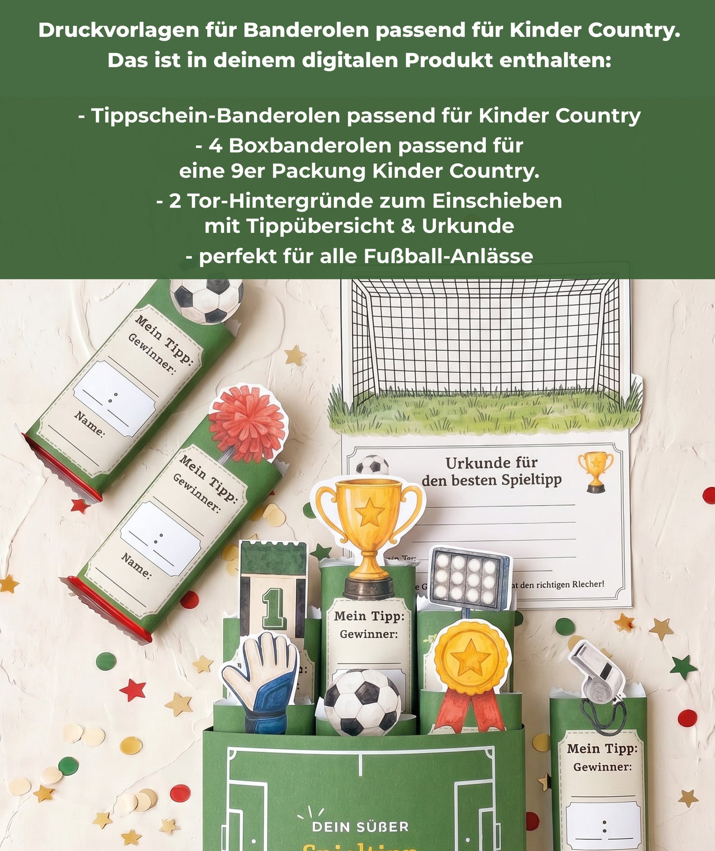 Tippspiel mit Fußballmotiven für Schokoriegel - Tippen & Naschen