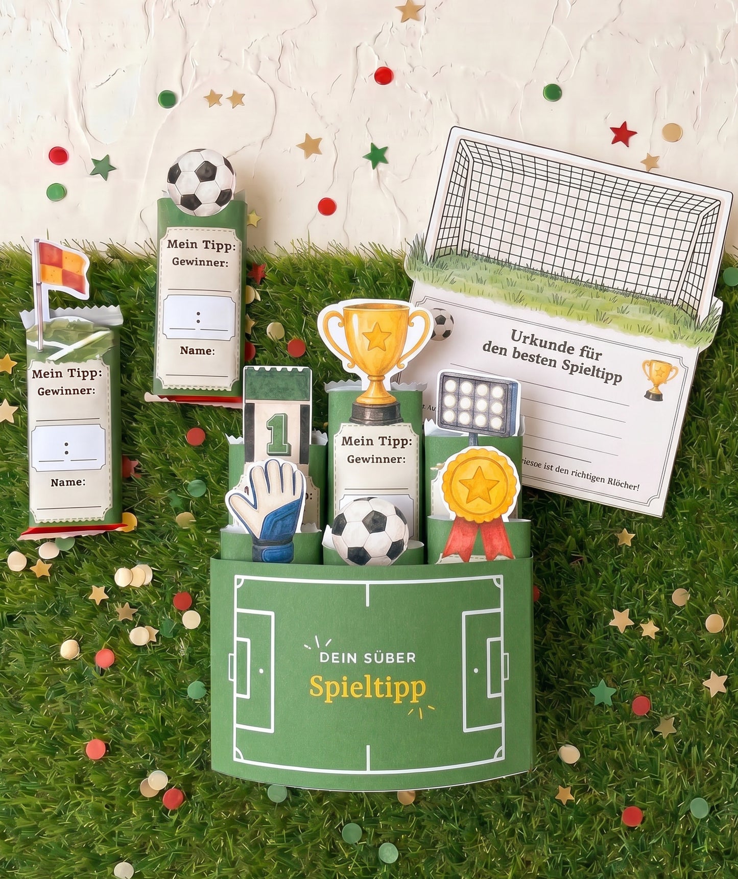 Tippspiel mit Fußballmotiven für Schokoriegel - Tippen & Naschen