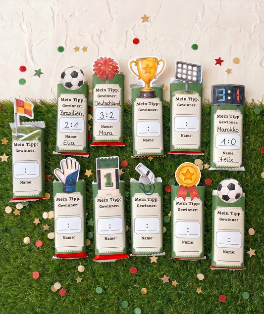 Tippspiel mit Fußballmotiven für Schokoriegel - Tippen & Naschen
