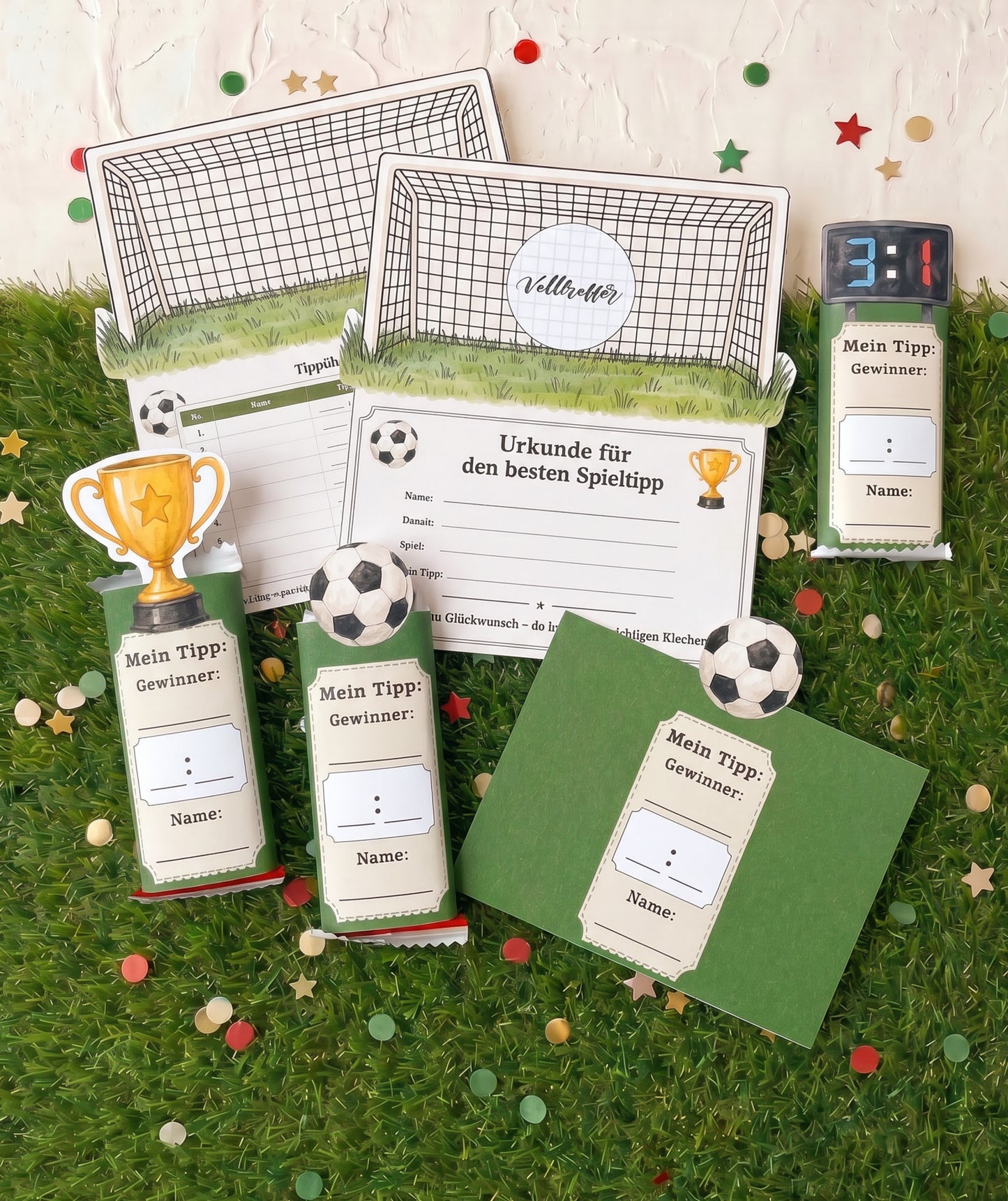Tippspiel mit Fußballmotiven für Schokoriegel - Tippen & Naschen