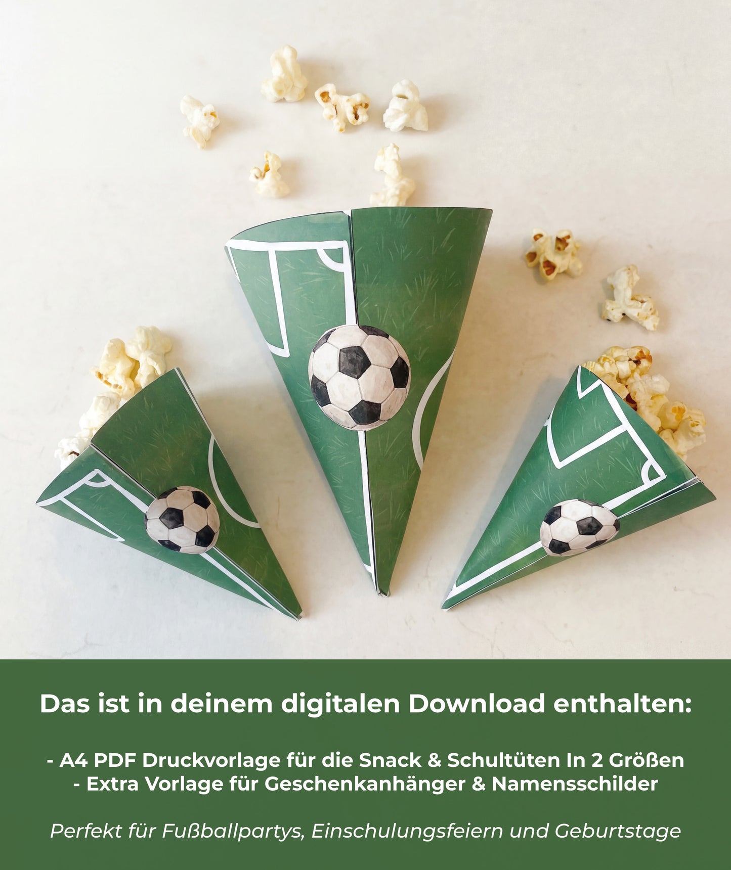 Fußballtüten zum Ausdrucken | Snacktüten & Mitgebseltüten für Fußballparty