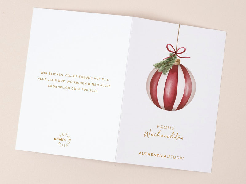 Firmen-Weihnachtskarte mit Logo und Grußtext
