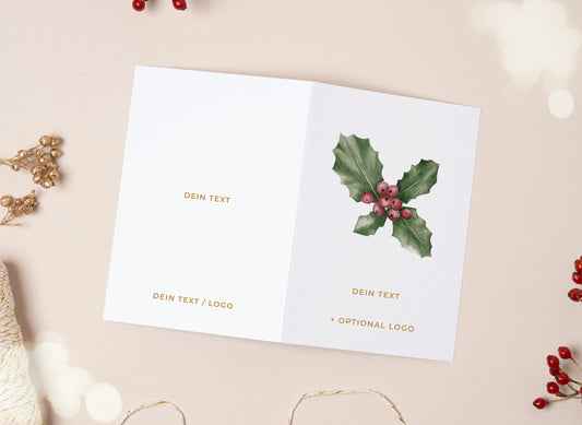 Individualisierte Weihnachtskarte I Stechpalme