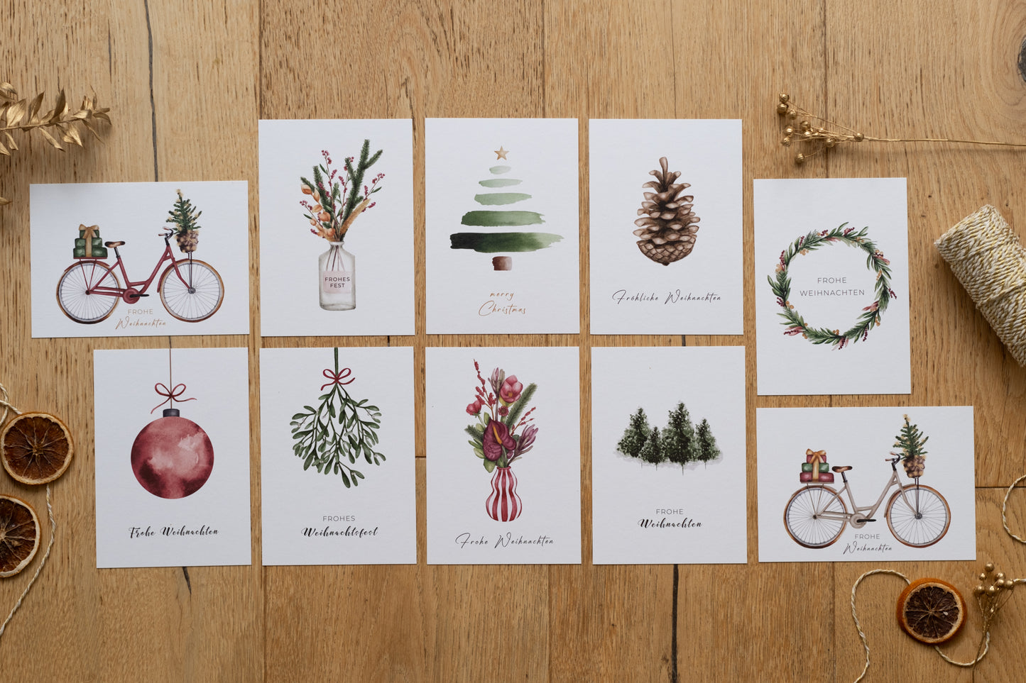 10-er Weihnachtskartenset | Tannenzapf
