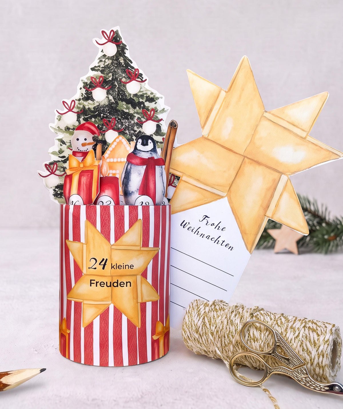 Adventskalender Kamin Rot zum Ausdrucken