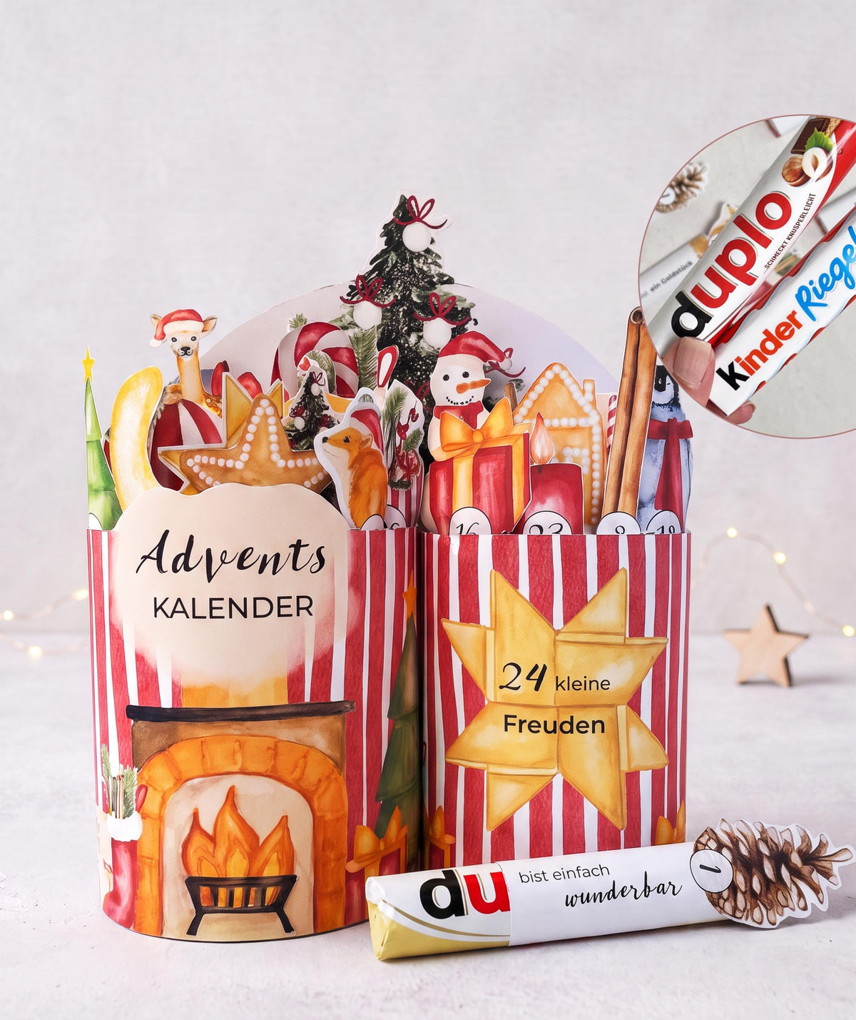 Adventskalender Kamin Rot zum Ausdrucken
