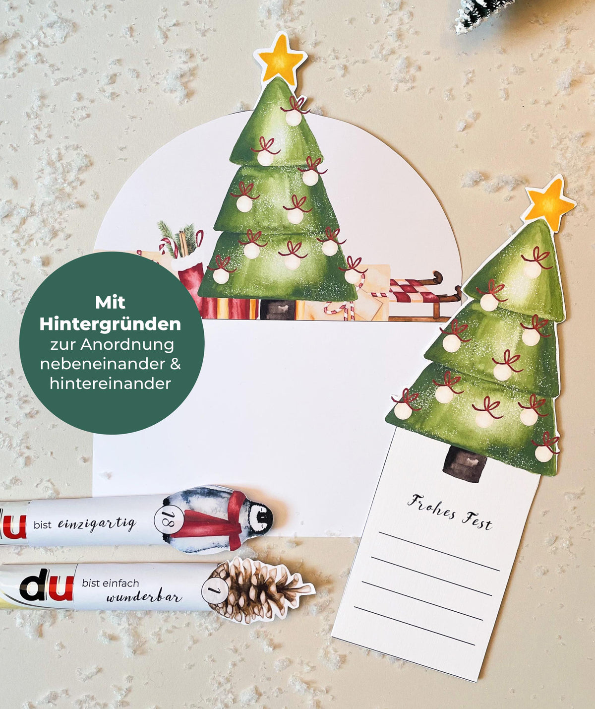 Adventskalender Kamin Grün für Kolleg*innen