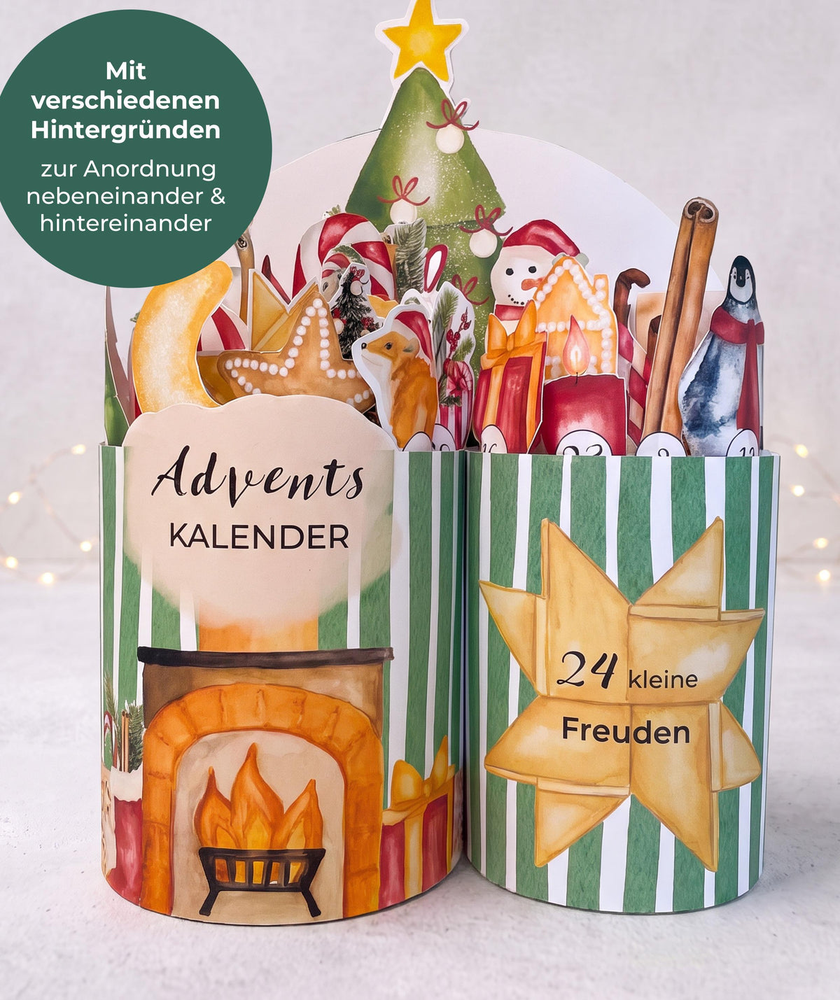 Adventskalender Kamin Grün für Kolleg*innen
