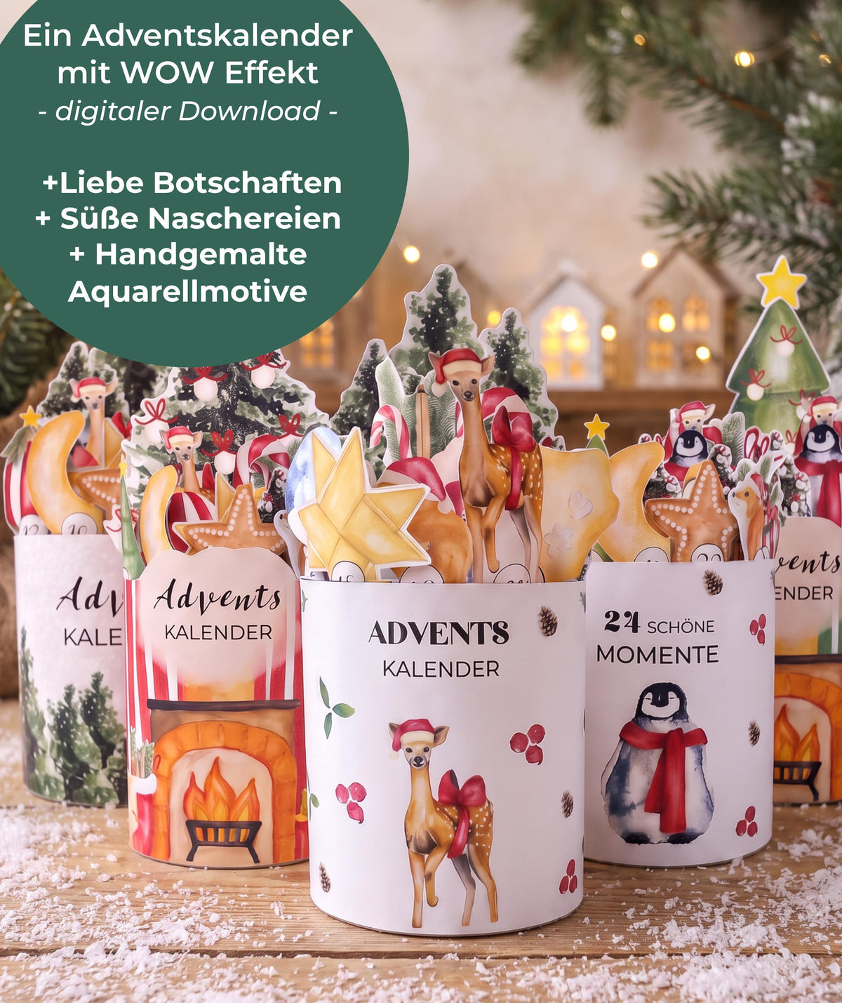 Adventskalender-Set 5 Motive zum Ausdrucken