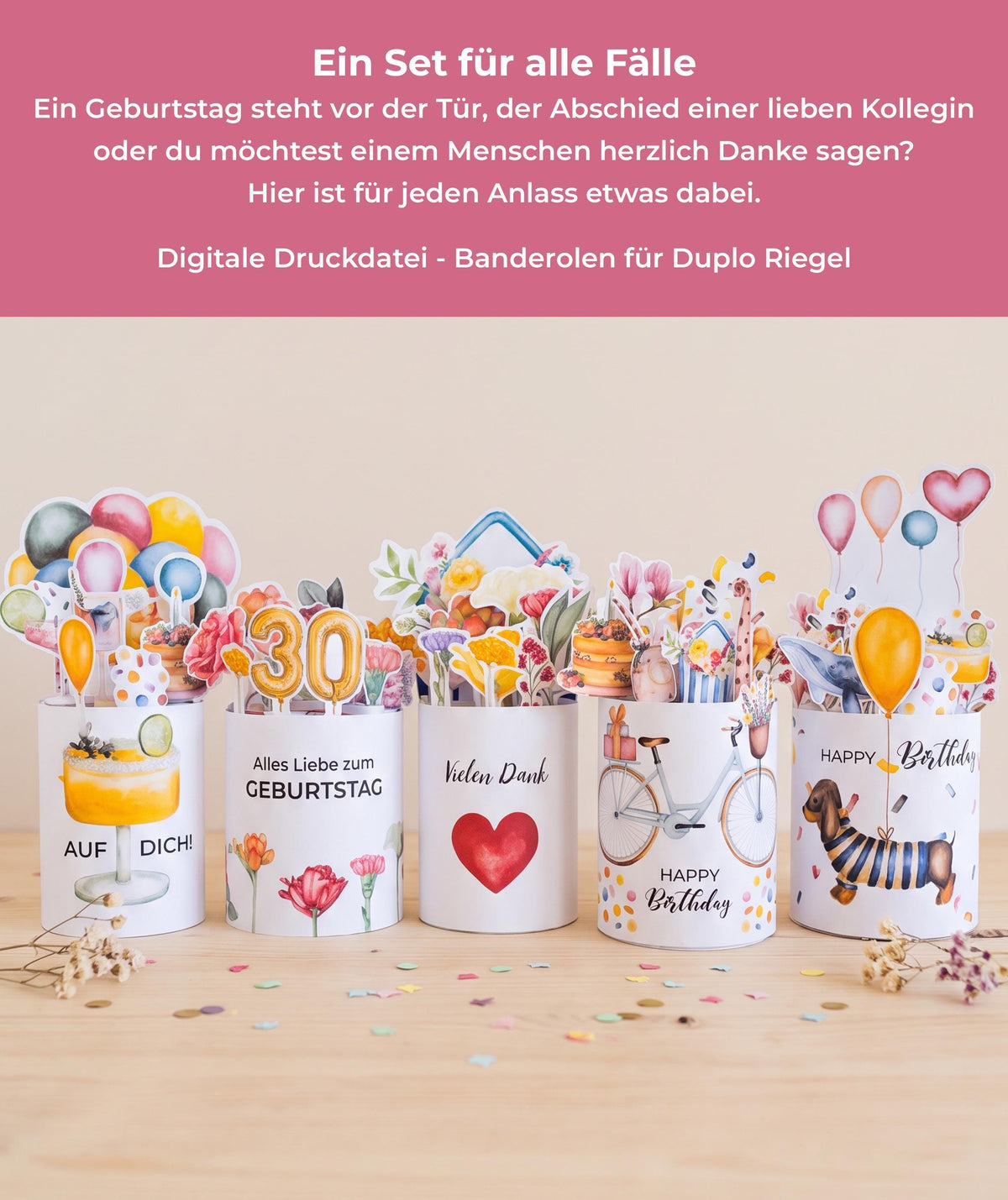 Duplo-Banderolen Geburtstag & Dankeschön